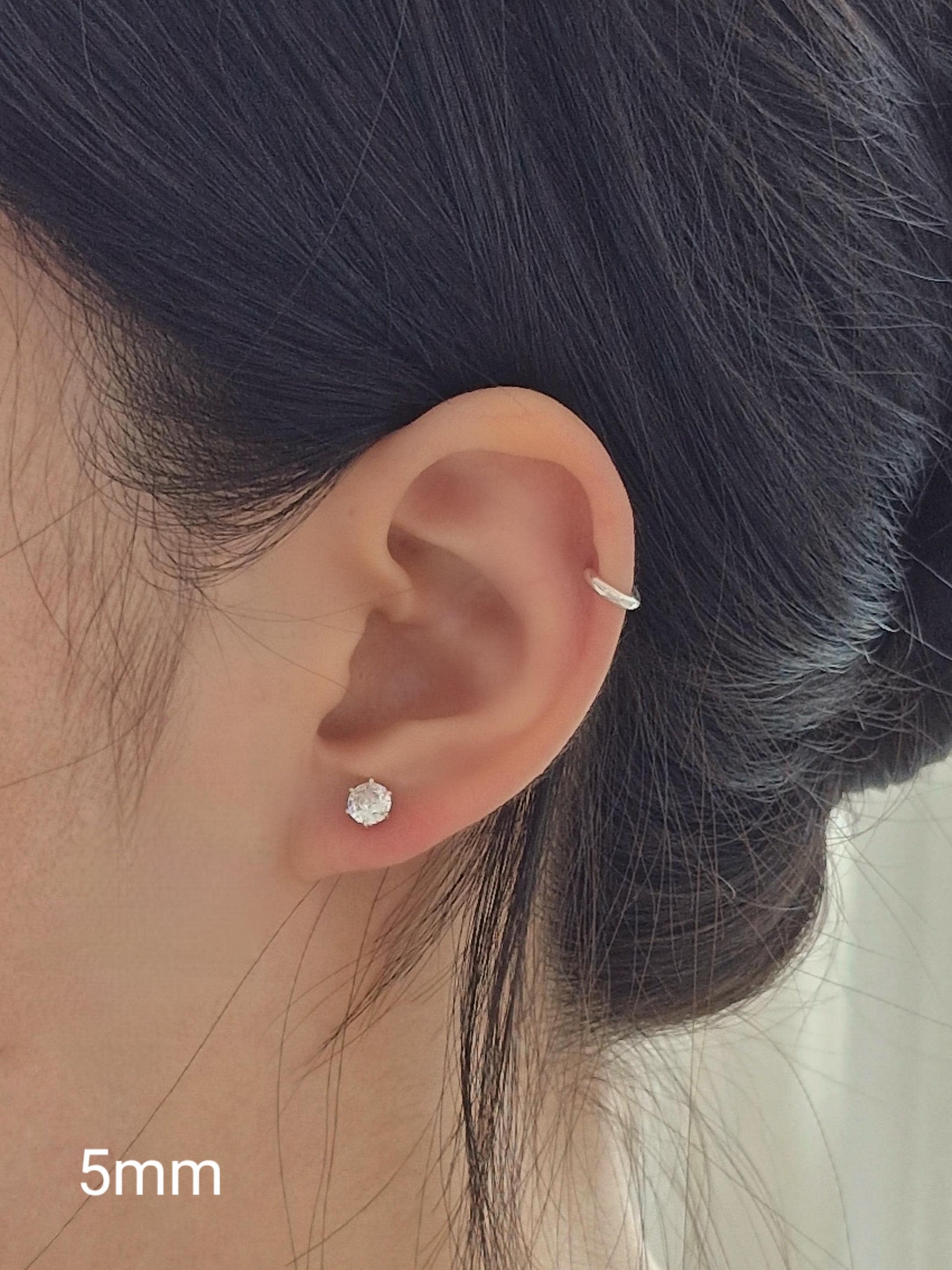 sterling silver cubic zirconia 14k goldfilled screwball earring. screwback stud earring.(price for single) 20G