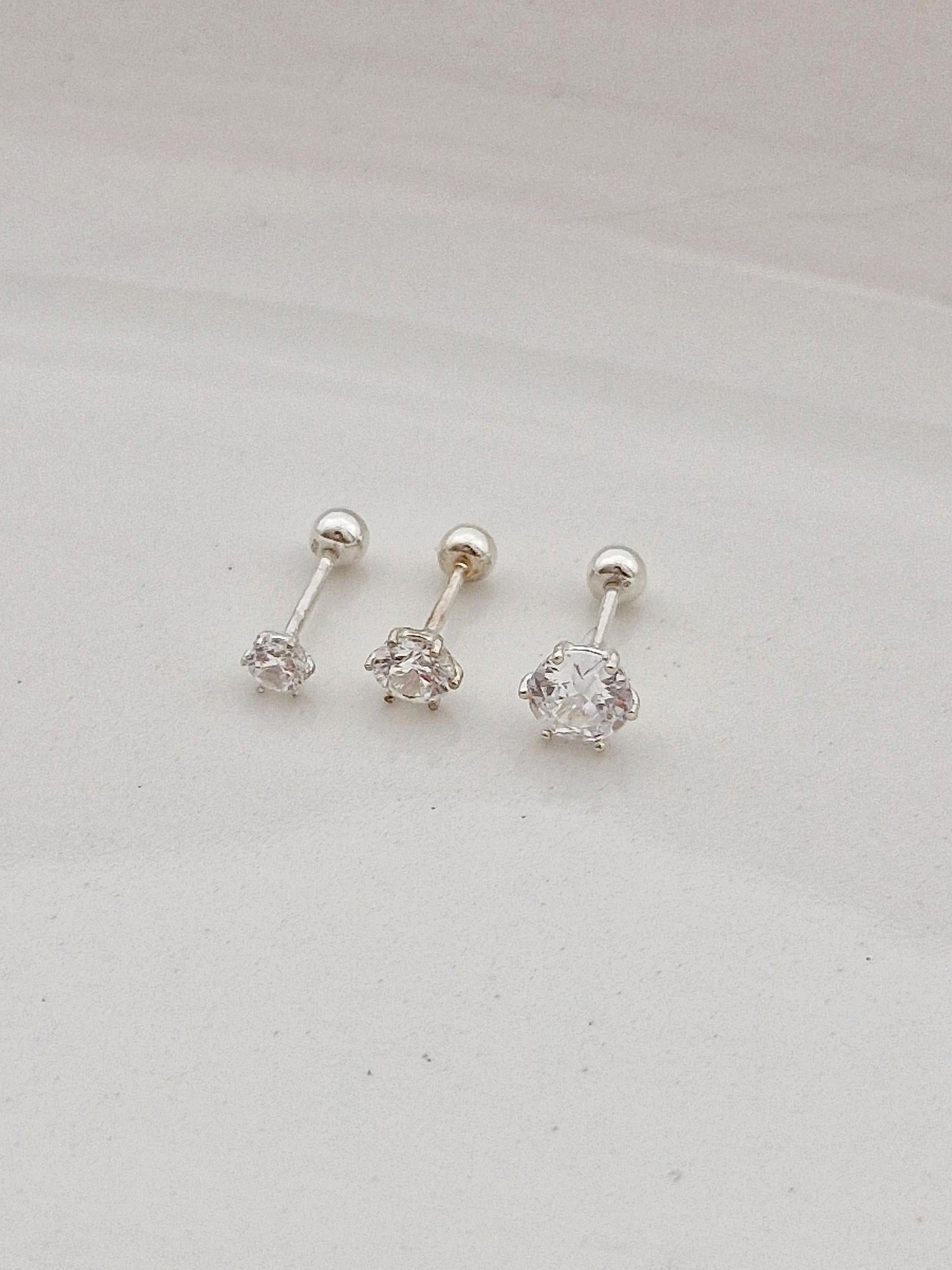 sterling silver cubic zirconia 14k goldfilled screwball earring. screwback stud earring.(price for single) 20G