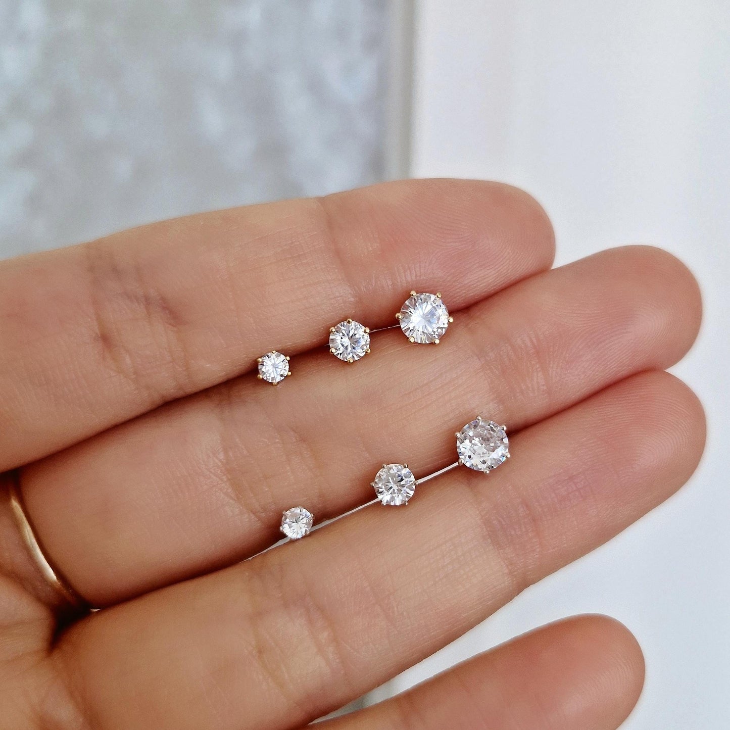 sterling silver cubic zirconia 14k goldfilled screwball earring. screwback stud earring.(price for single) 20G