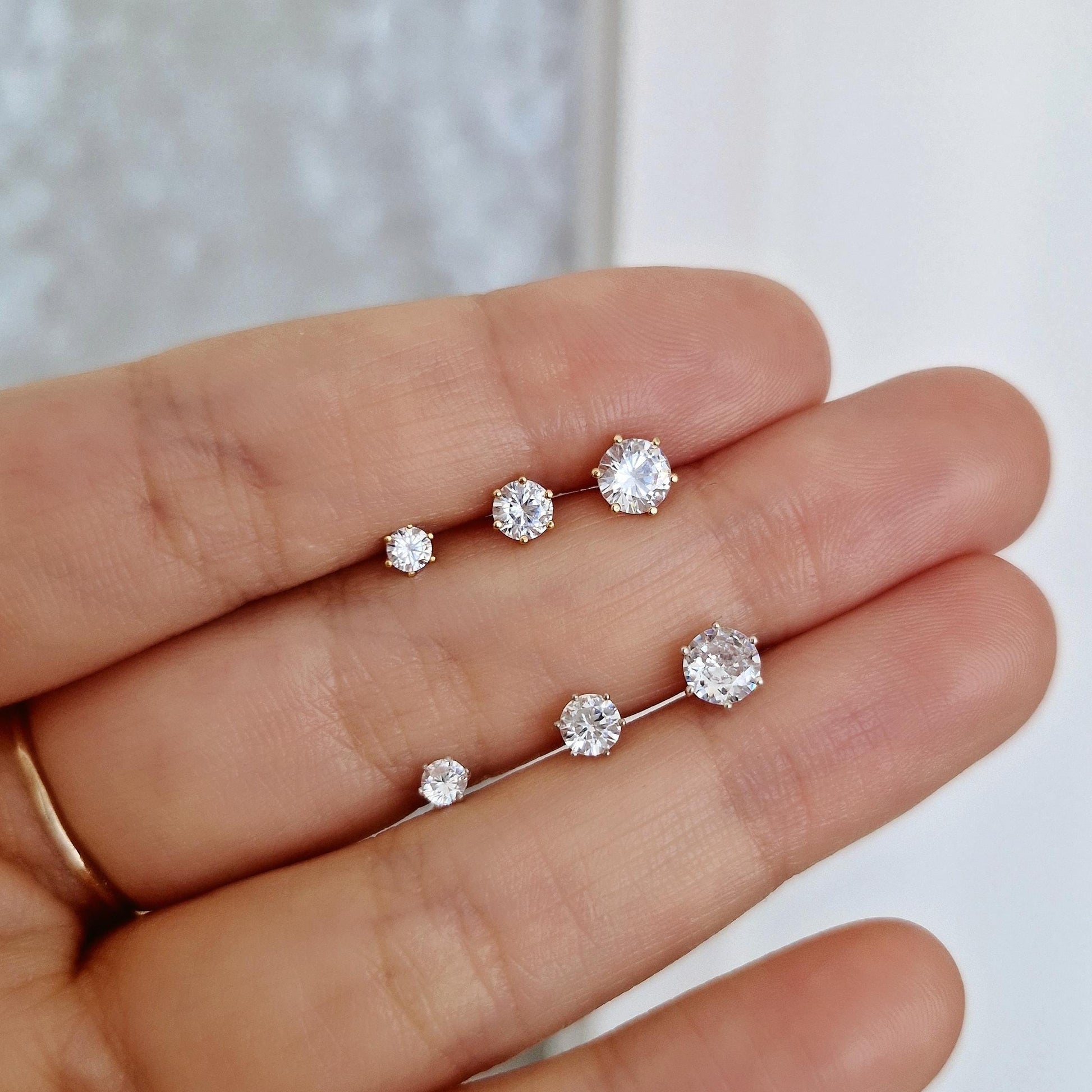 sterling silver cubic zirconia 14k goldfilled screwball earring. screwback stud earring.(price for single) 20G