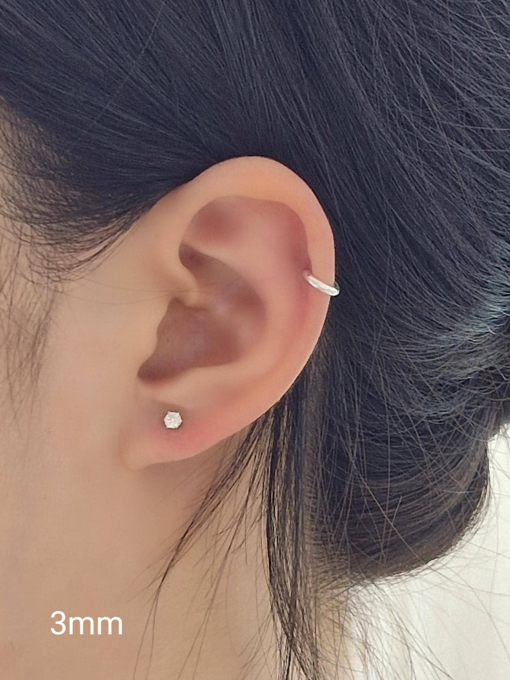 sterling silver cubic zirconia 14k goldfilled screwball earring. screwback stud earring.(price for single) 20G