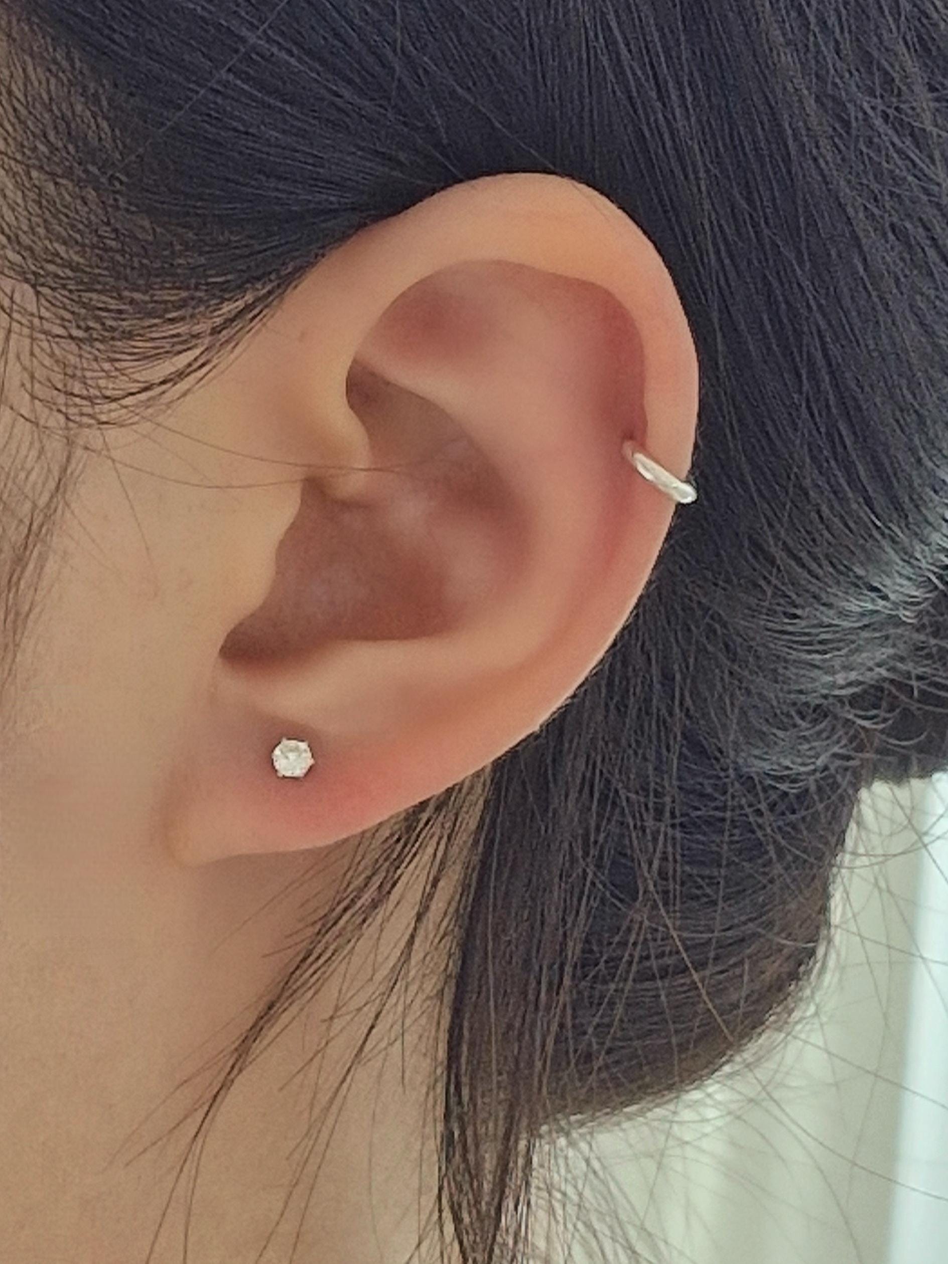sterling silver cubic zirconia 14k goldfilled screwball earring. screwback stud earring.(price for single) 20G