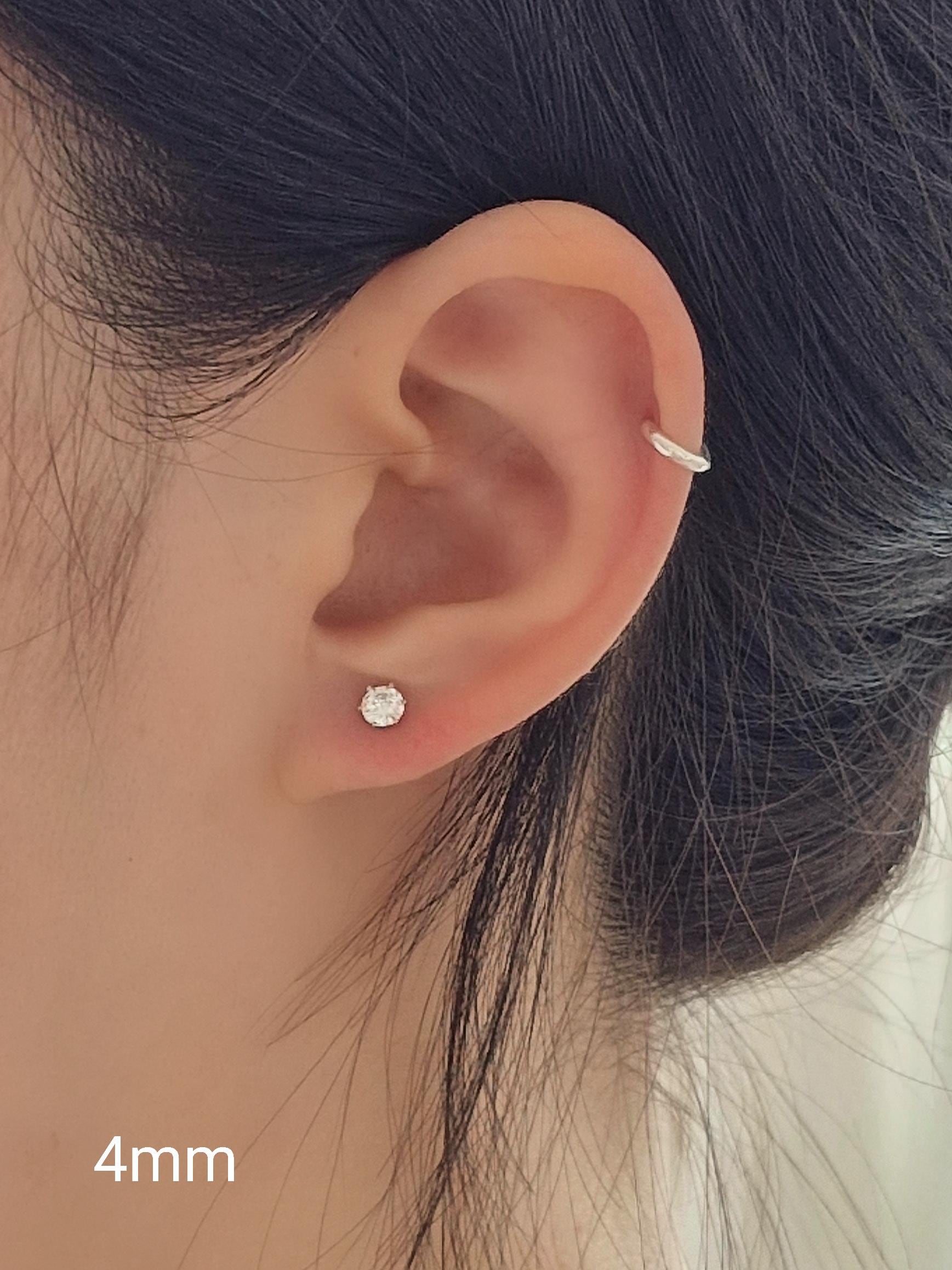 sterling silver cubic zirconia 14k goldfilled screwball earring. screwback stud earring.(price for single) 20G