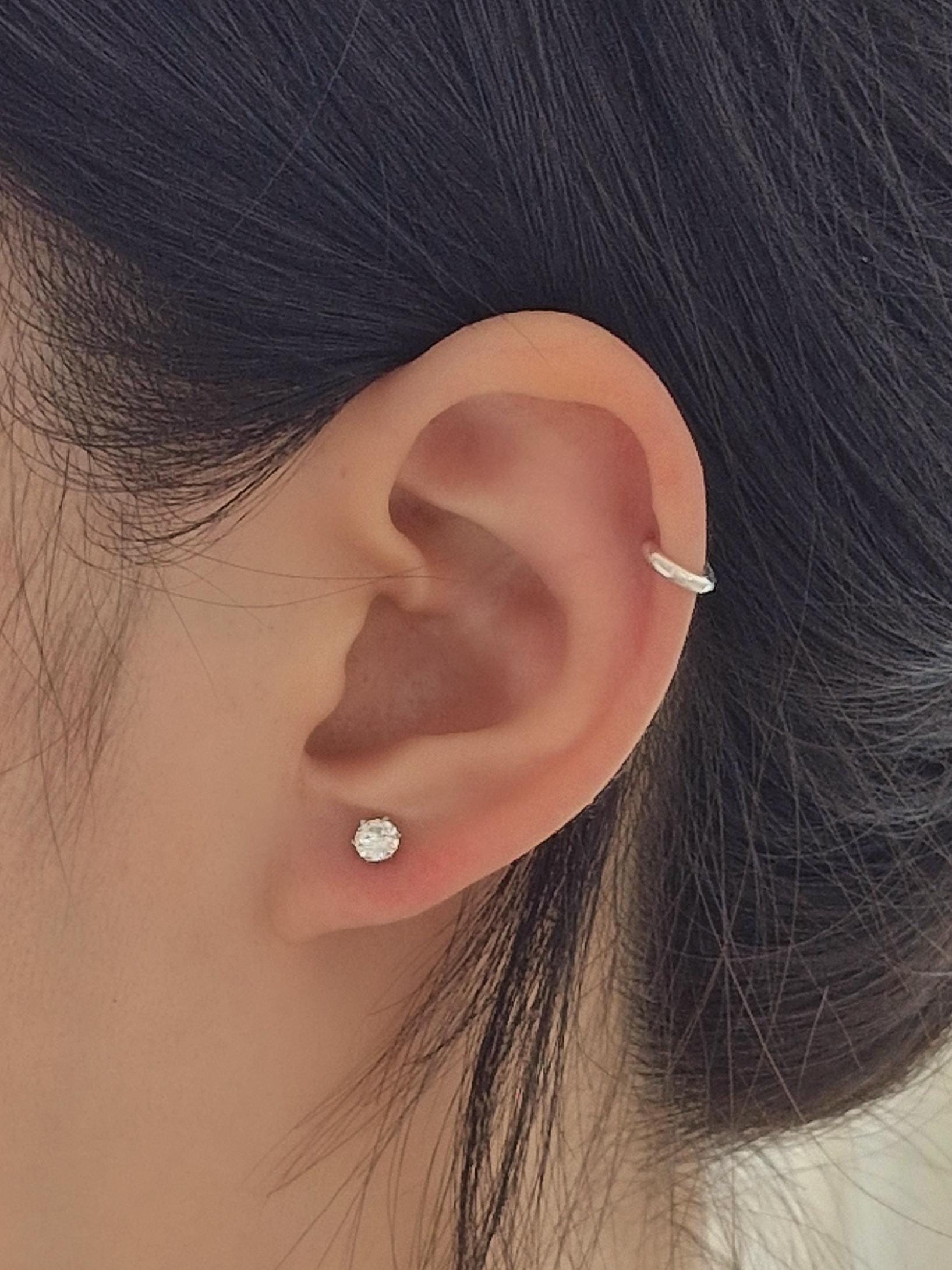 sterling silver cubic zirconia 14k goldfilled screwball earring. screwback stud earring.(price for single) 20G