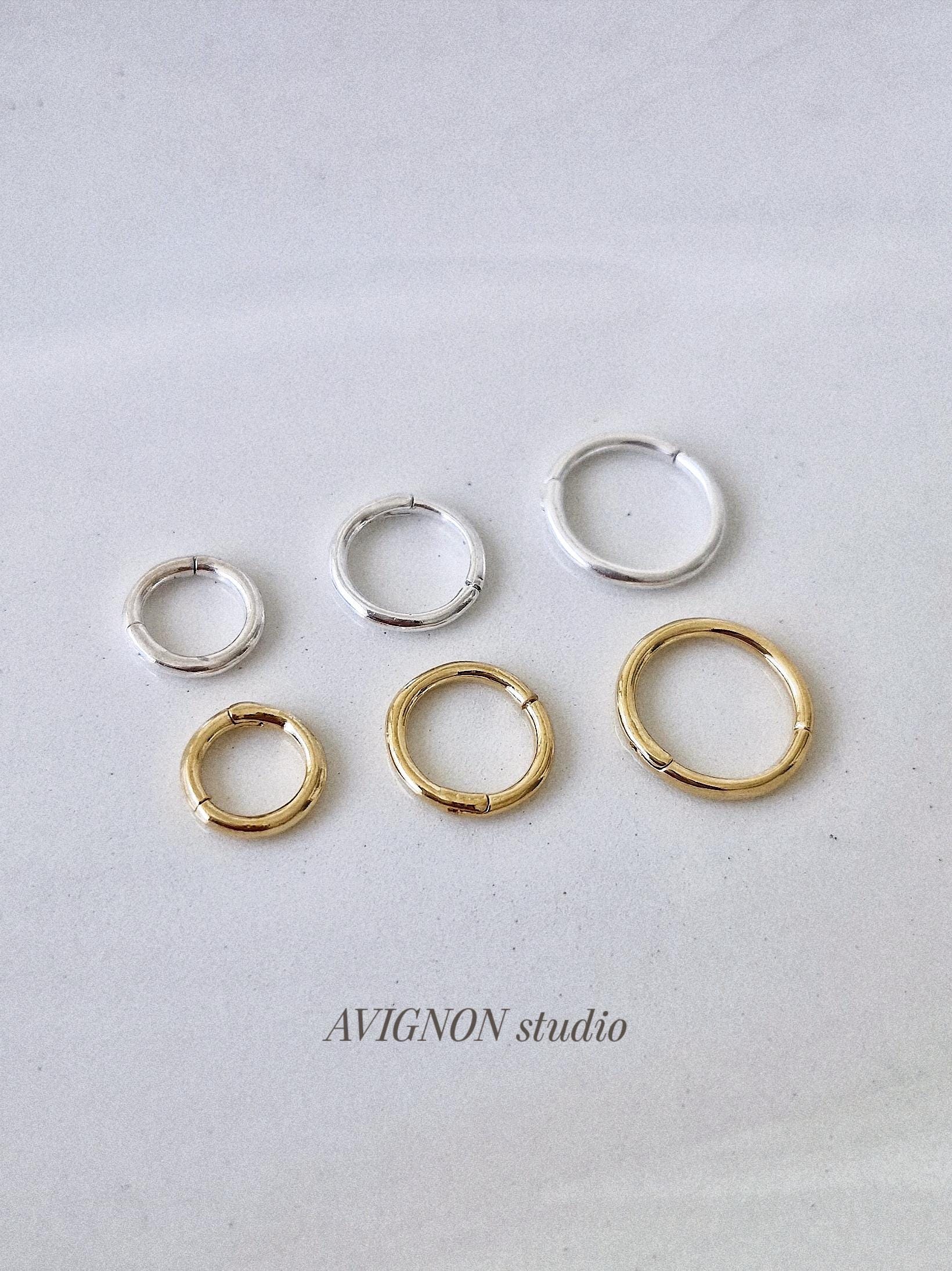 sterling silver 925 hinged segment earing. nose hoop daith earing. 16G. 6mm 8mm 10mm. cartilage. helix.