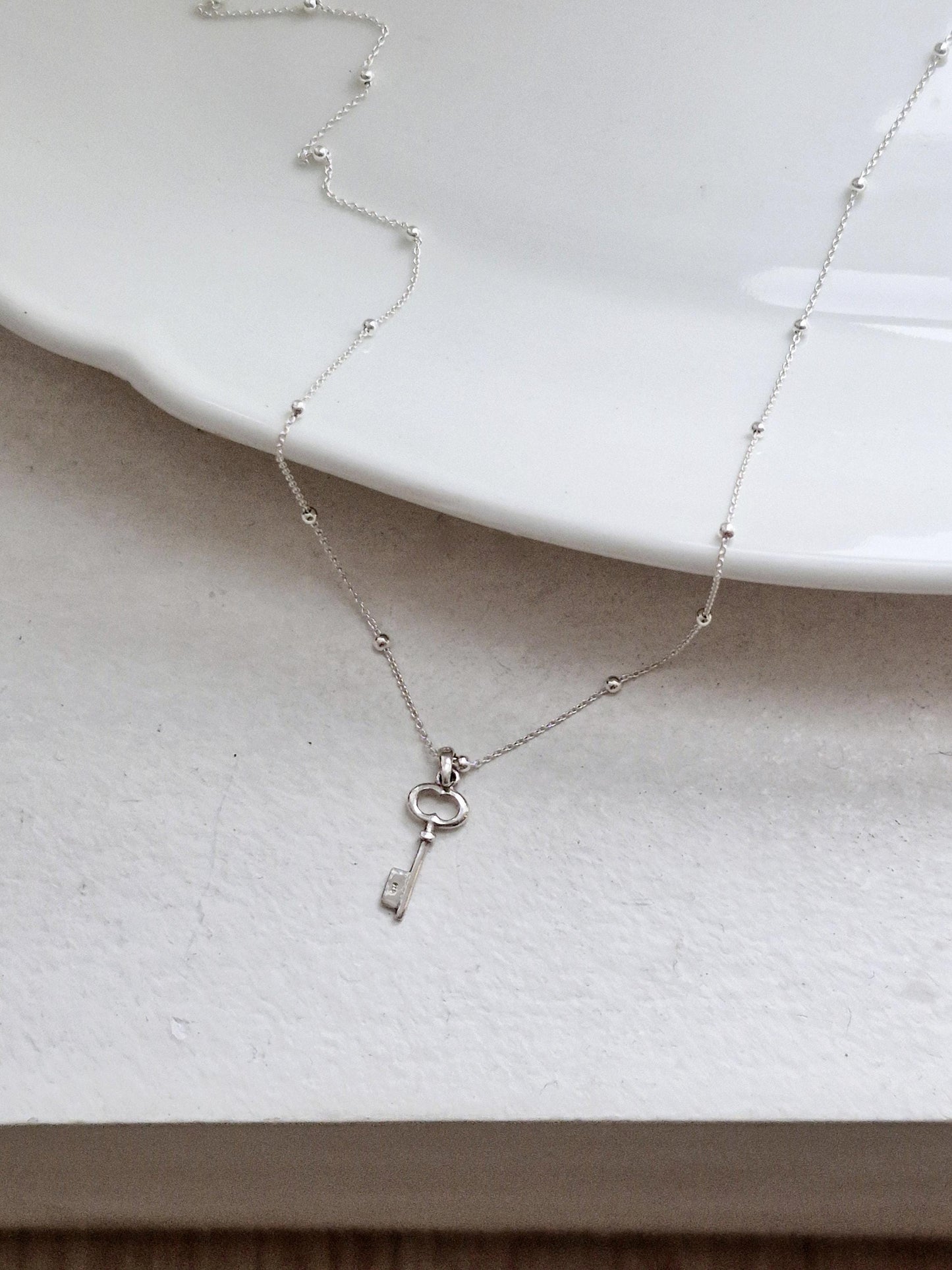 sterling silver 925 key necklace. silver key necklace.