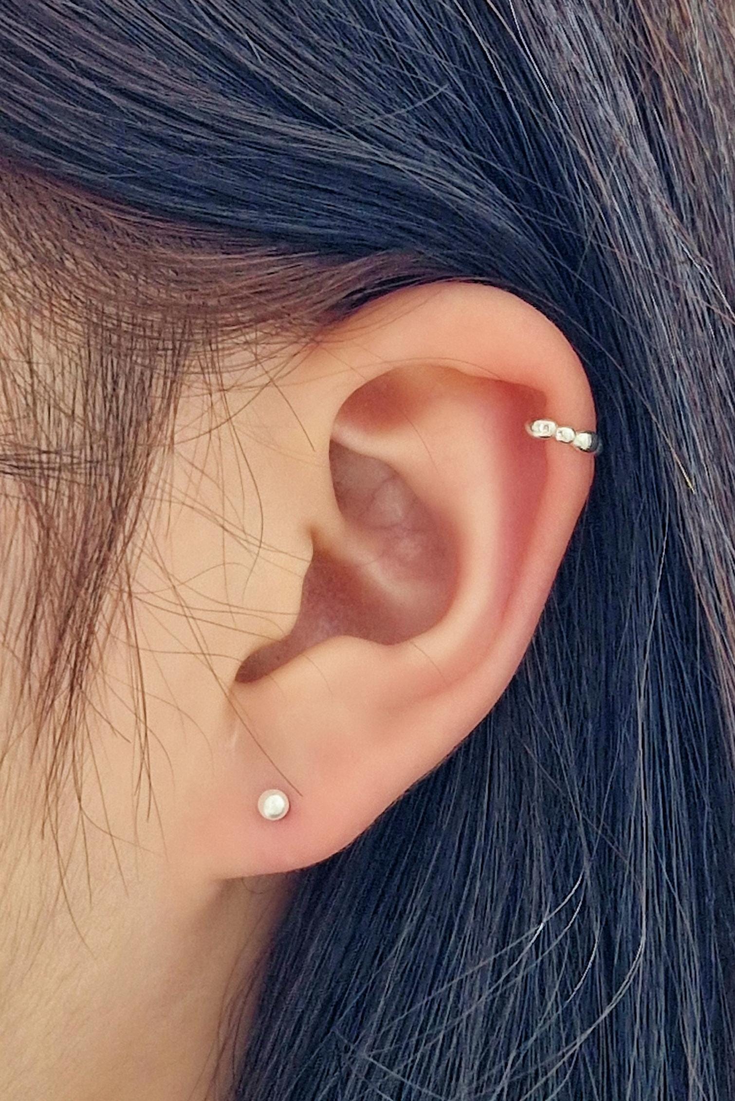 sterling silver pearl piercing. barbell earring. screwball earring. 925 silver. swarovski pearl.3mm 4mm 5mm pearl piercing. 20G