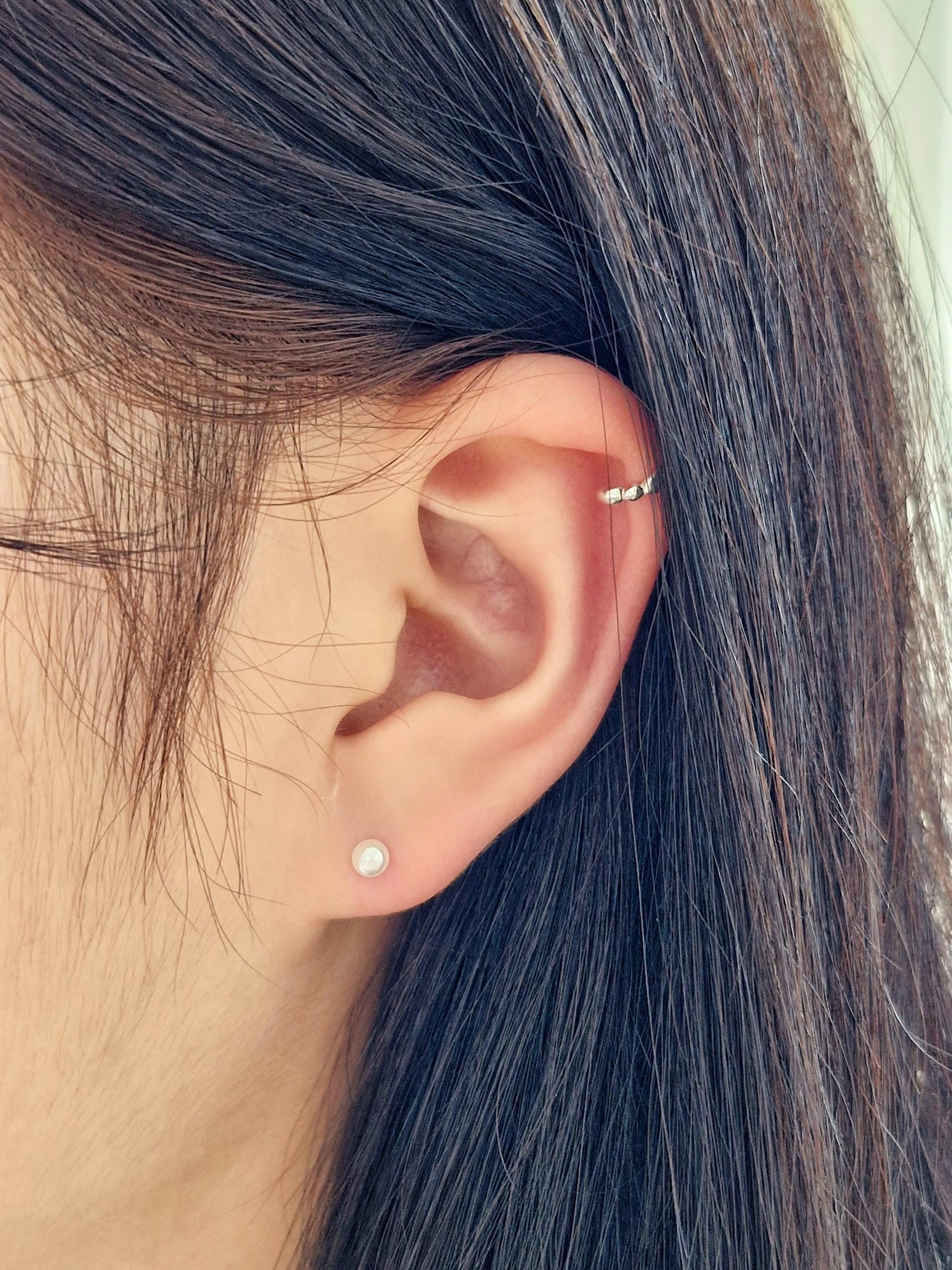 sterling silver pearl piercing. barbell earring. screwball earring. 925 silver. swarovski pearl.3mm 4mm 5mm pearl piercing. 20G