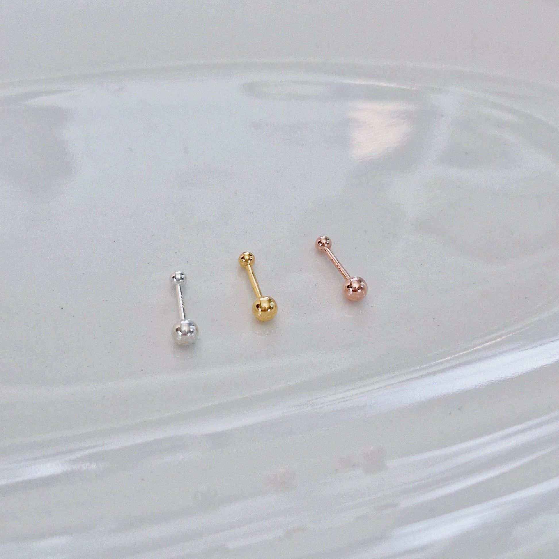 sterling silver screw ball earring piercing. barbell piercing. ball earring. 925. 2mm 3mm 4mm 5mm. gold plated.  20G