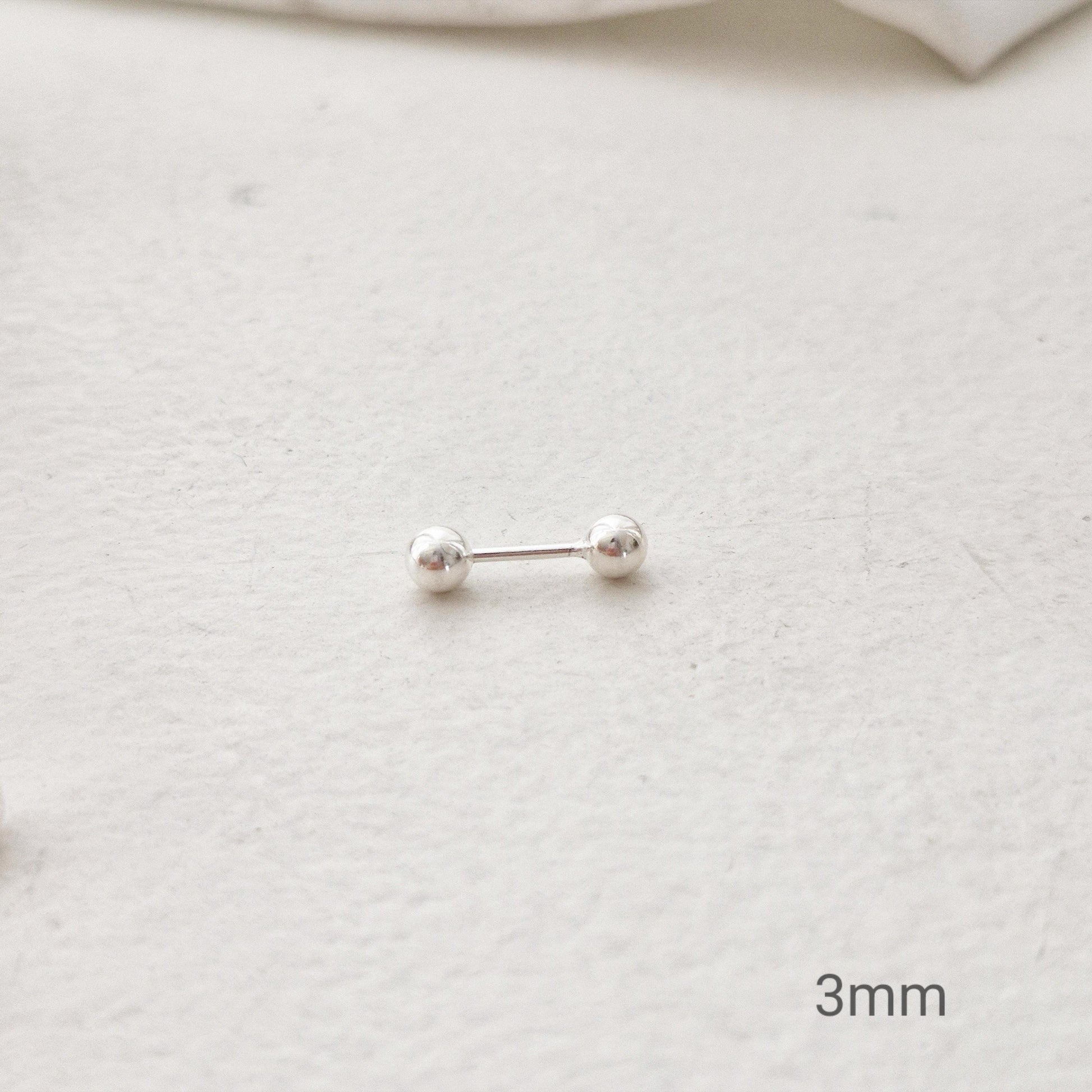 sterling silver screw ball earring piercing. barbell piercing. ball earring. 925. 2mm 3mm 4mm 5mm. gold plated.  20G
