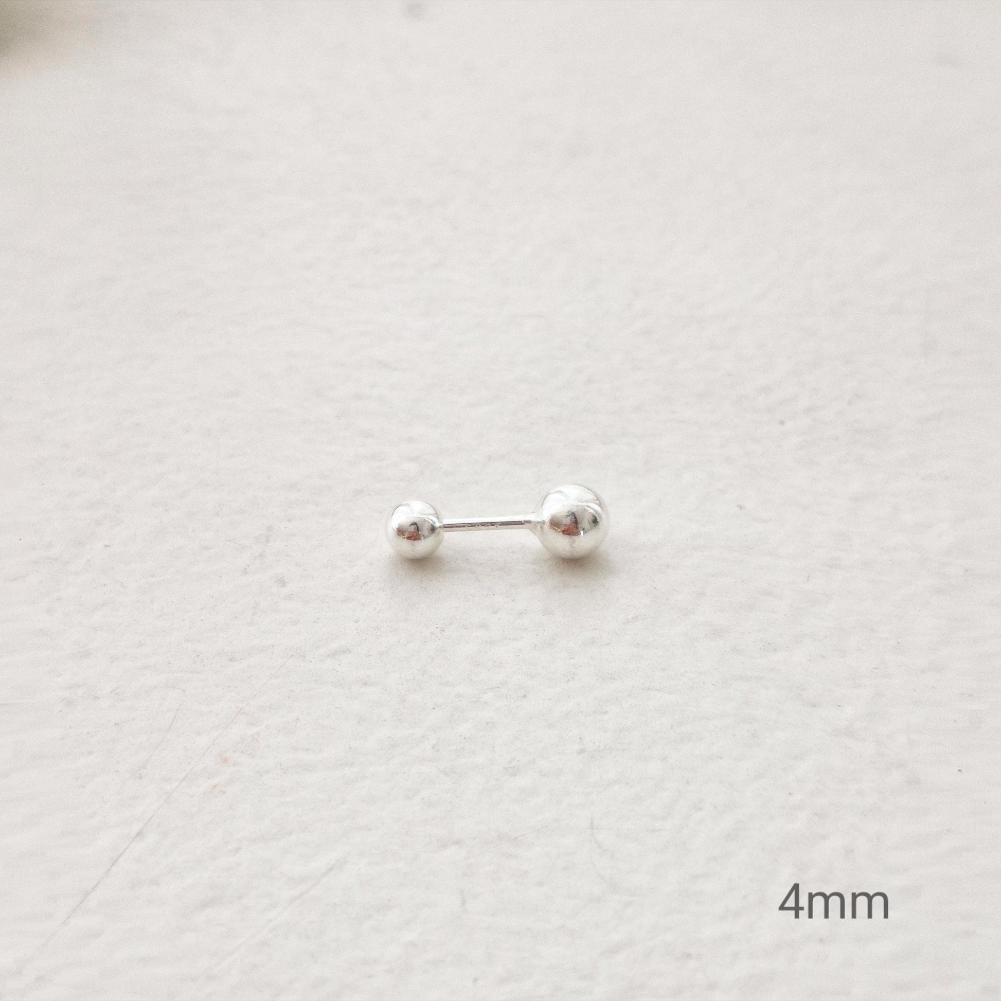 sterling silver screw ball earring piercing. barbell piercing. ball earring. 925. 2mm 3mm 4mm 5mm. gold plated.  20G