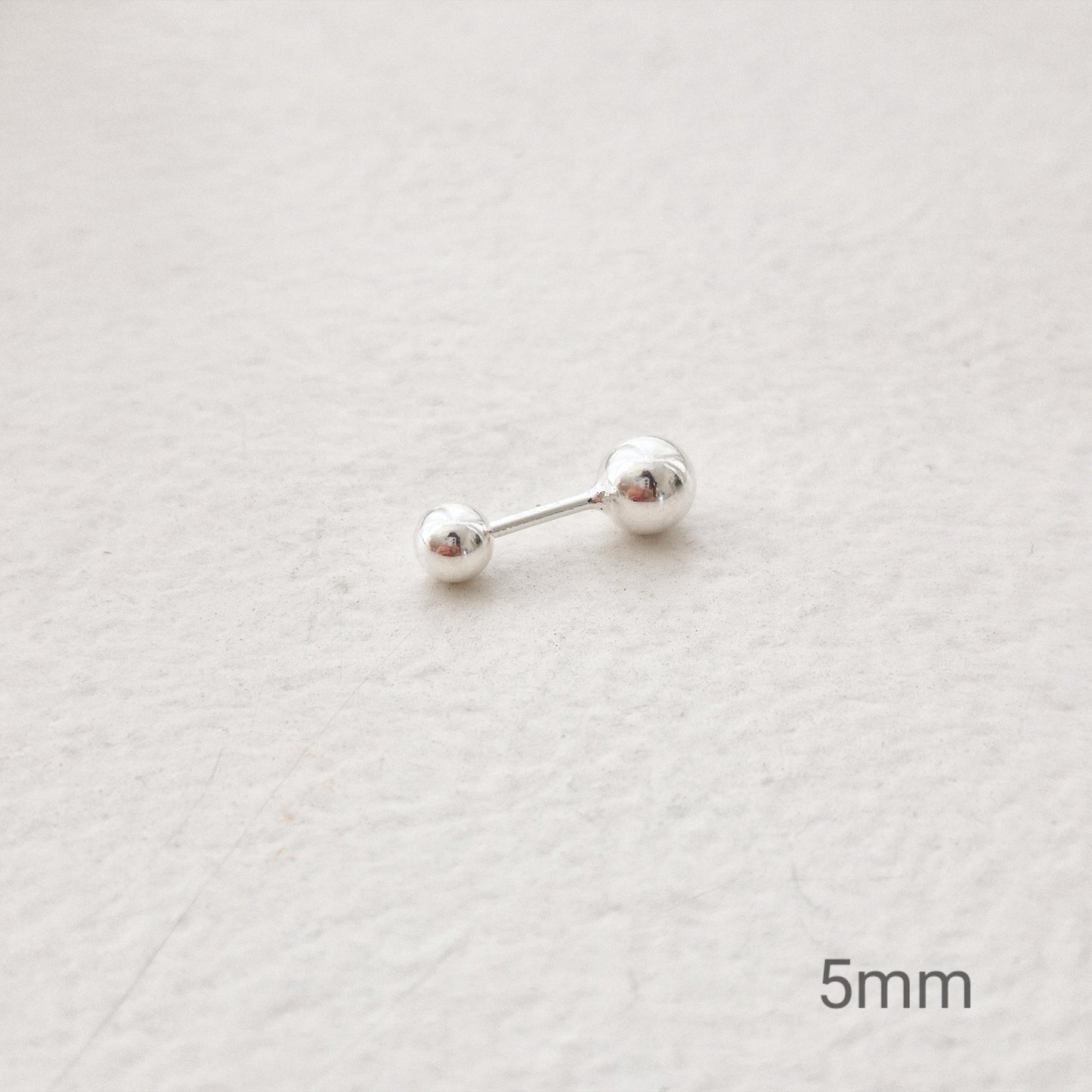 sterling silver screw ball earring piercing. barbell piercing. ball earring. 925. 2mm 3mm 4mm 5mm. gold plated.  20G