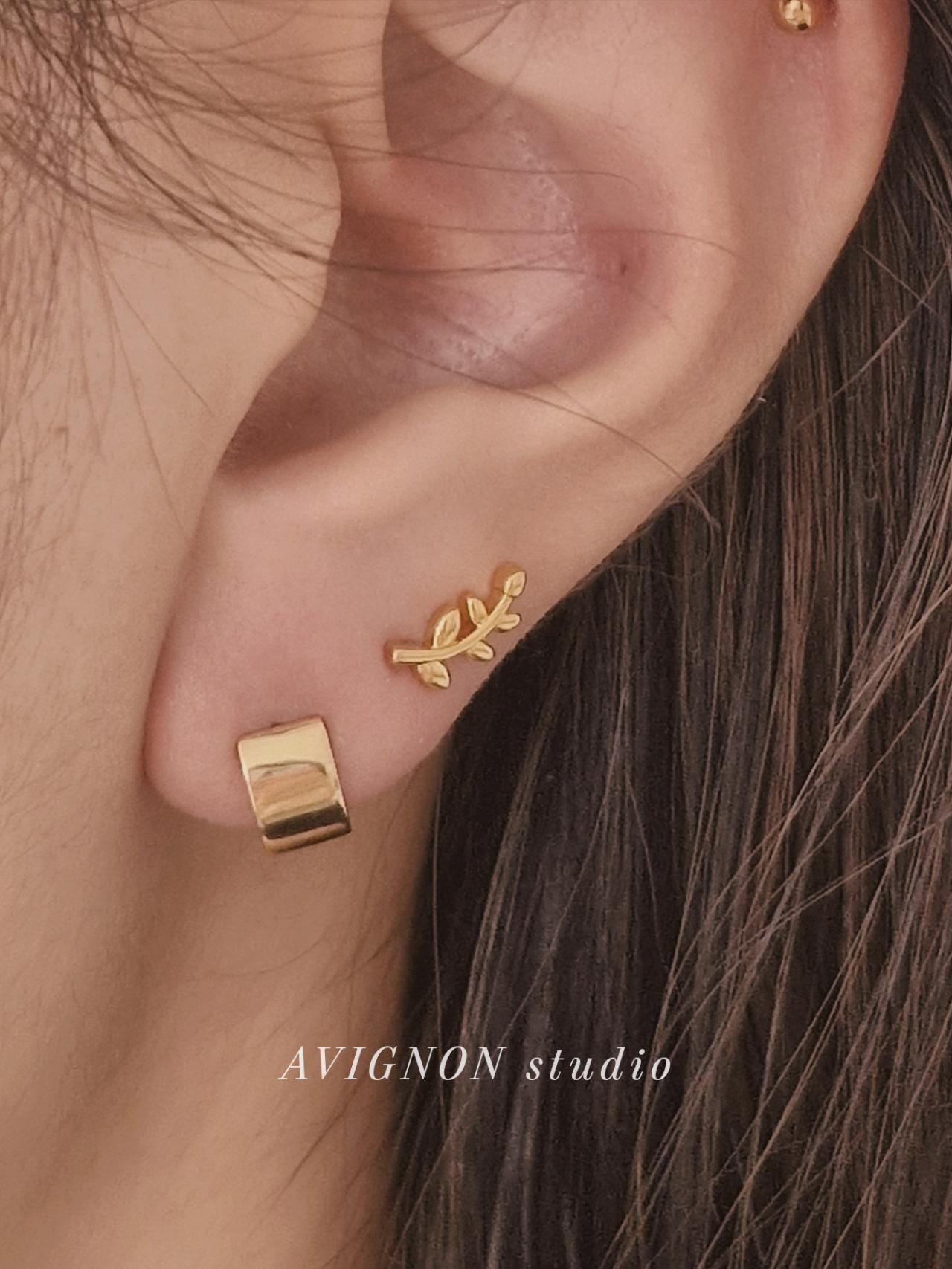 sterling silver 925 stud earrings leaf. olive Leaf earrings.