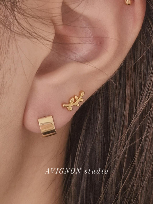 sterling silver 925 stud earrings leaf. olive Leaf earrings.