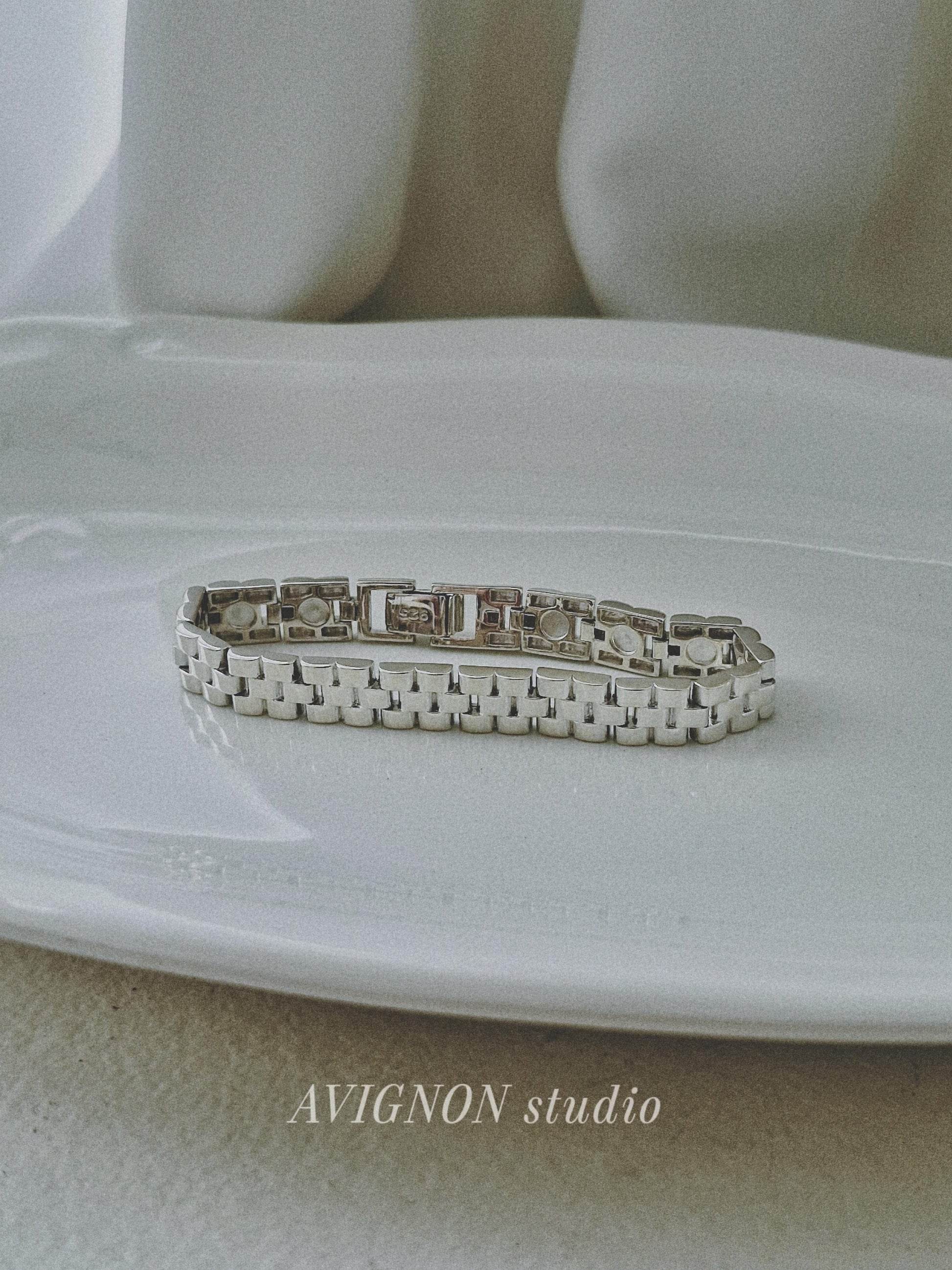 sterling silver watch band bracelet. simple modernist. 8mm