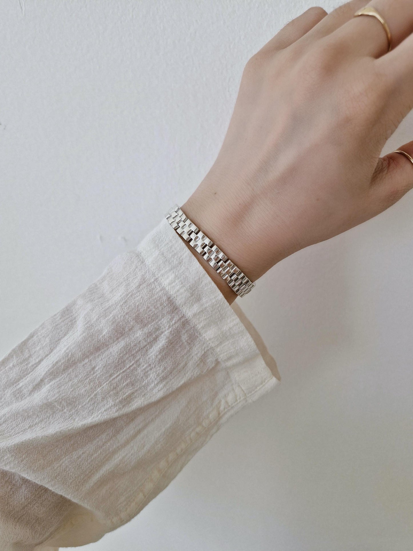 sterling silver watch band bracelet. simple modernist. 8mm