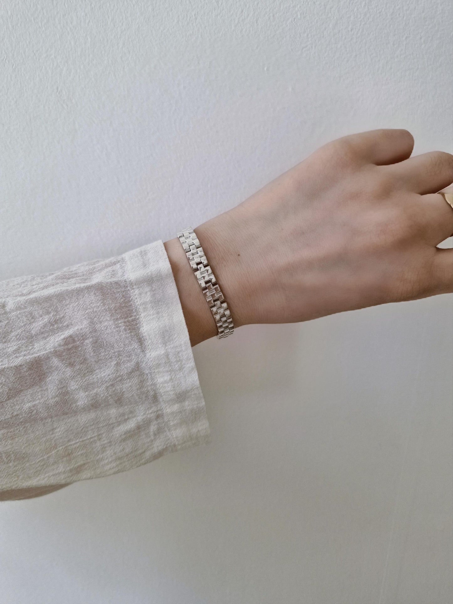 sterling silver watch band bracelet. simple modernist. 8mm