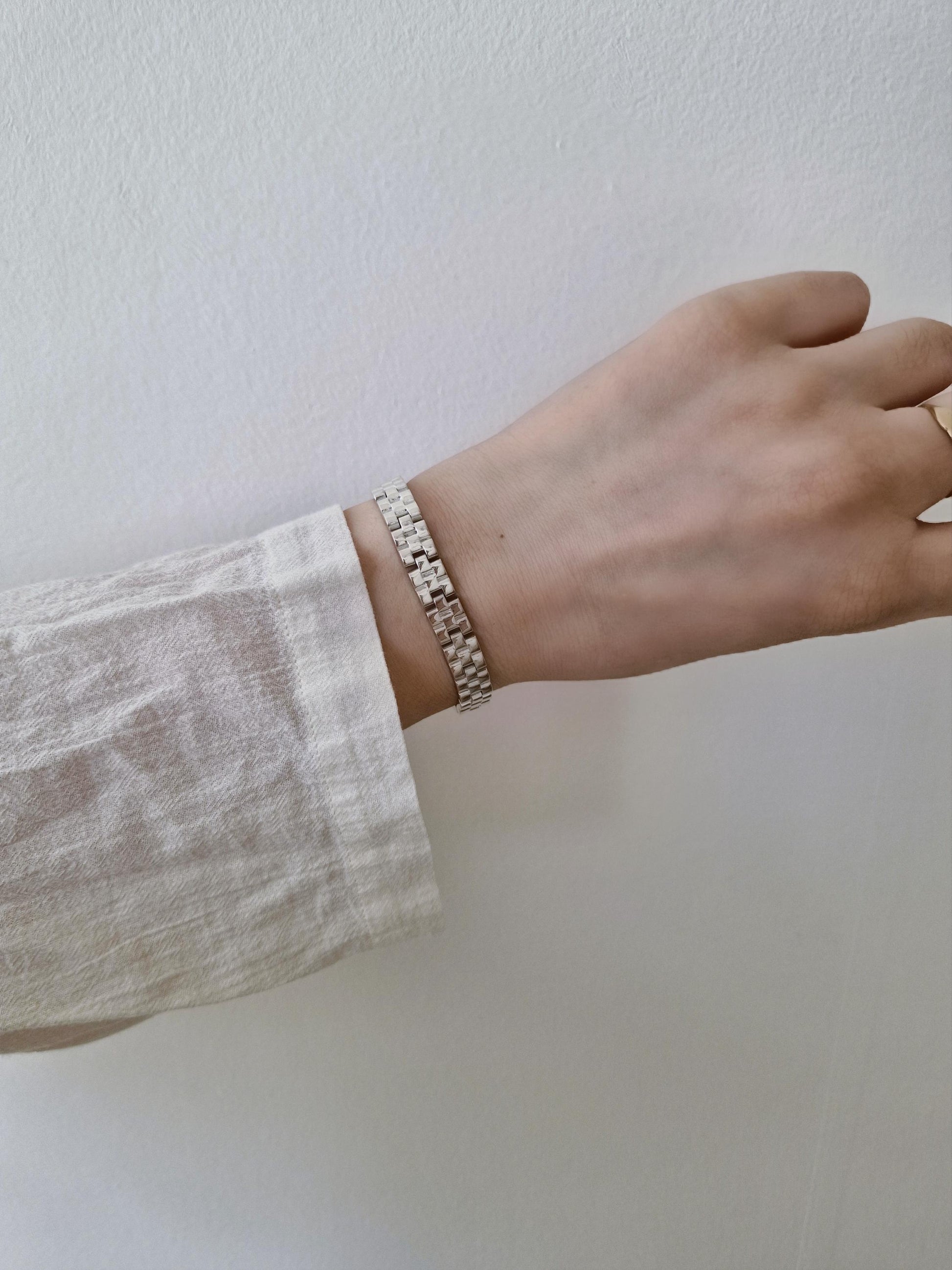 sterling silver watch band bracelet. simple modernist. 8mm