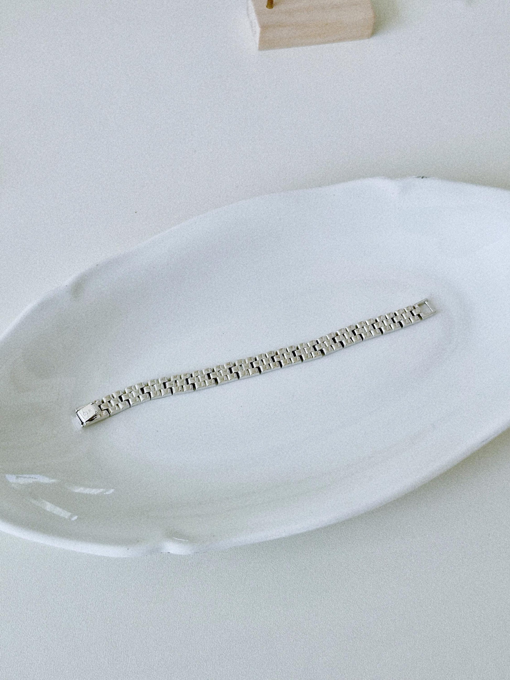 sterling silver watch band bracelet. simple modernist. 8mm