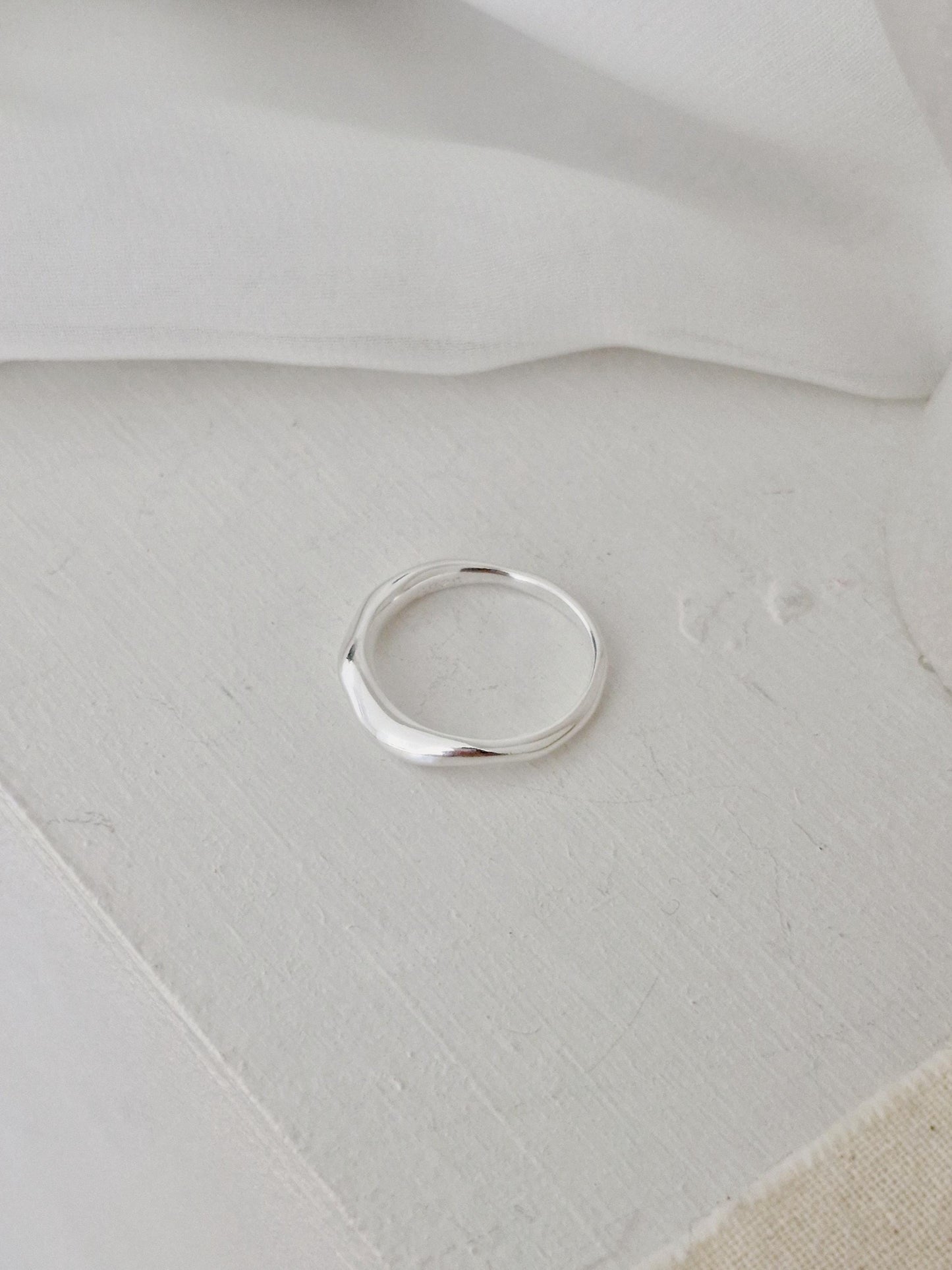 sterling silver wave ring curved dome ring