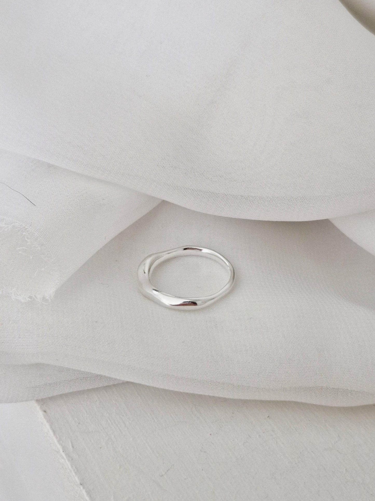 sterling silver wave ring curved dome ring
