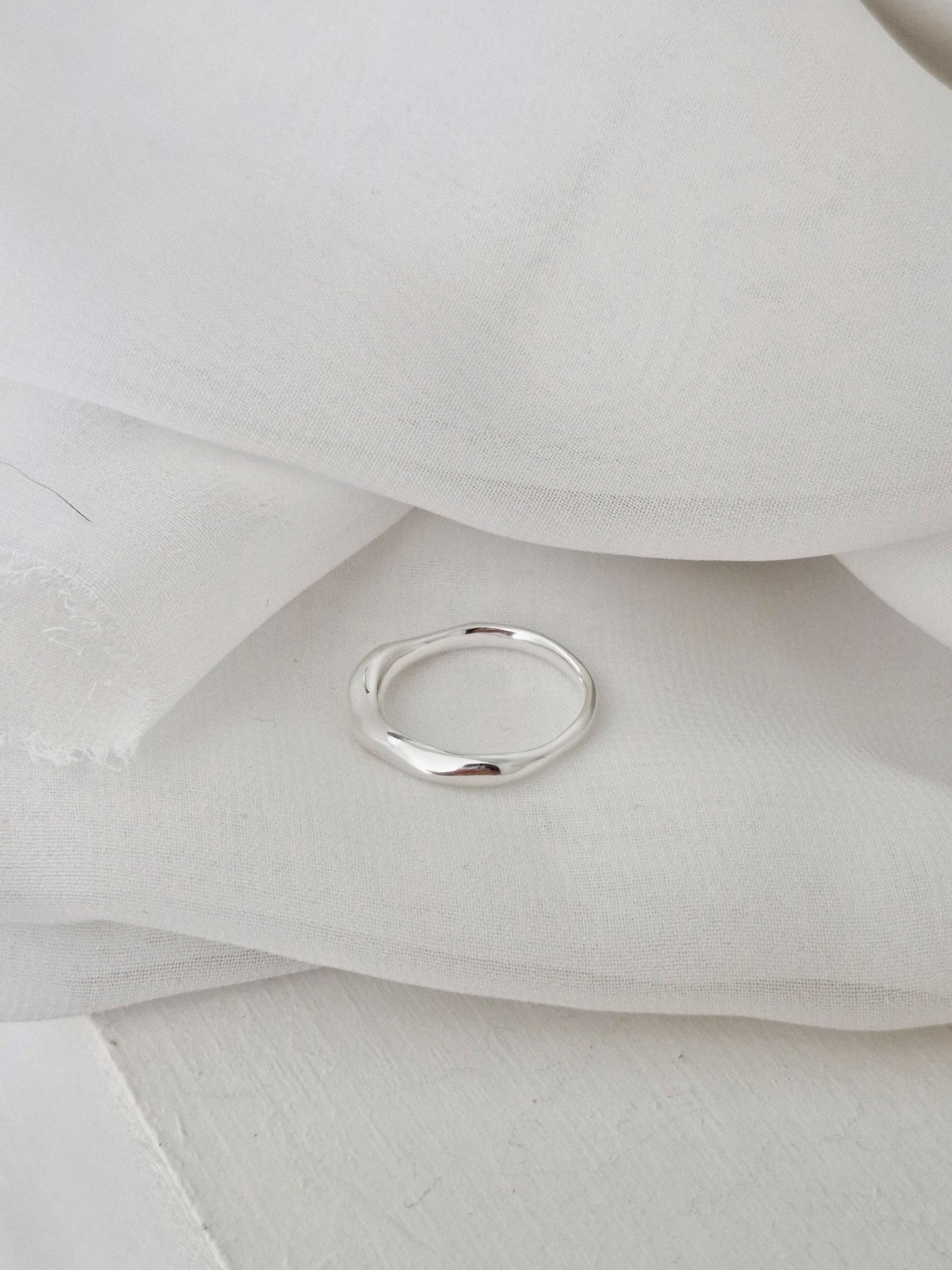 sterling silver wave ring curved dome ring