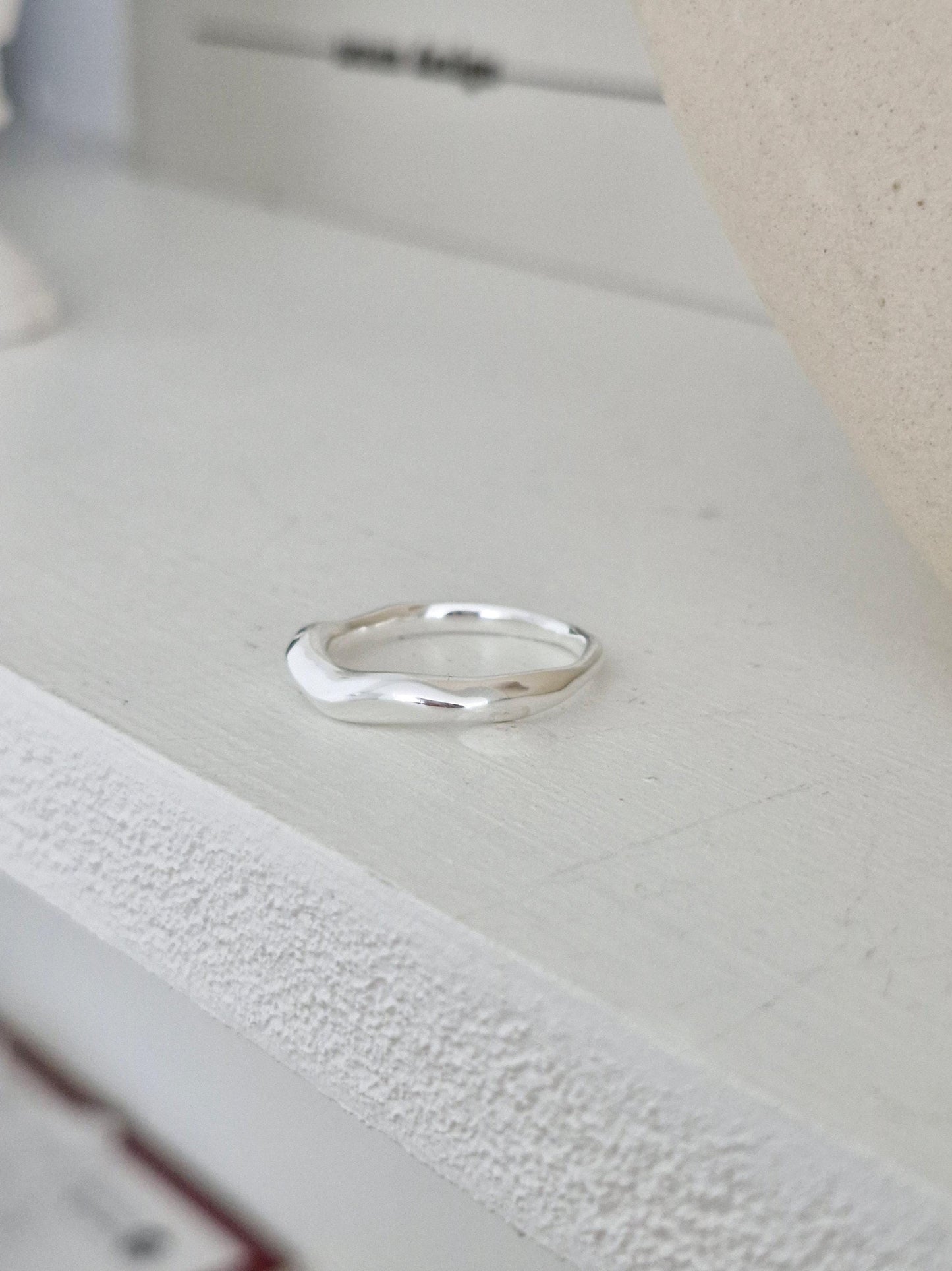 sterling silver wave ring curved dome ring