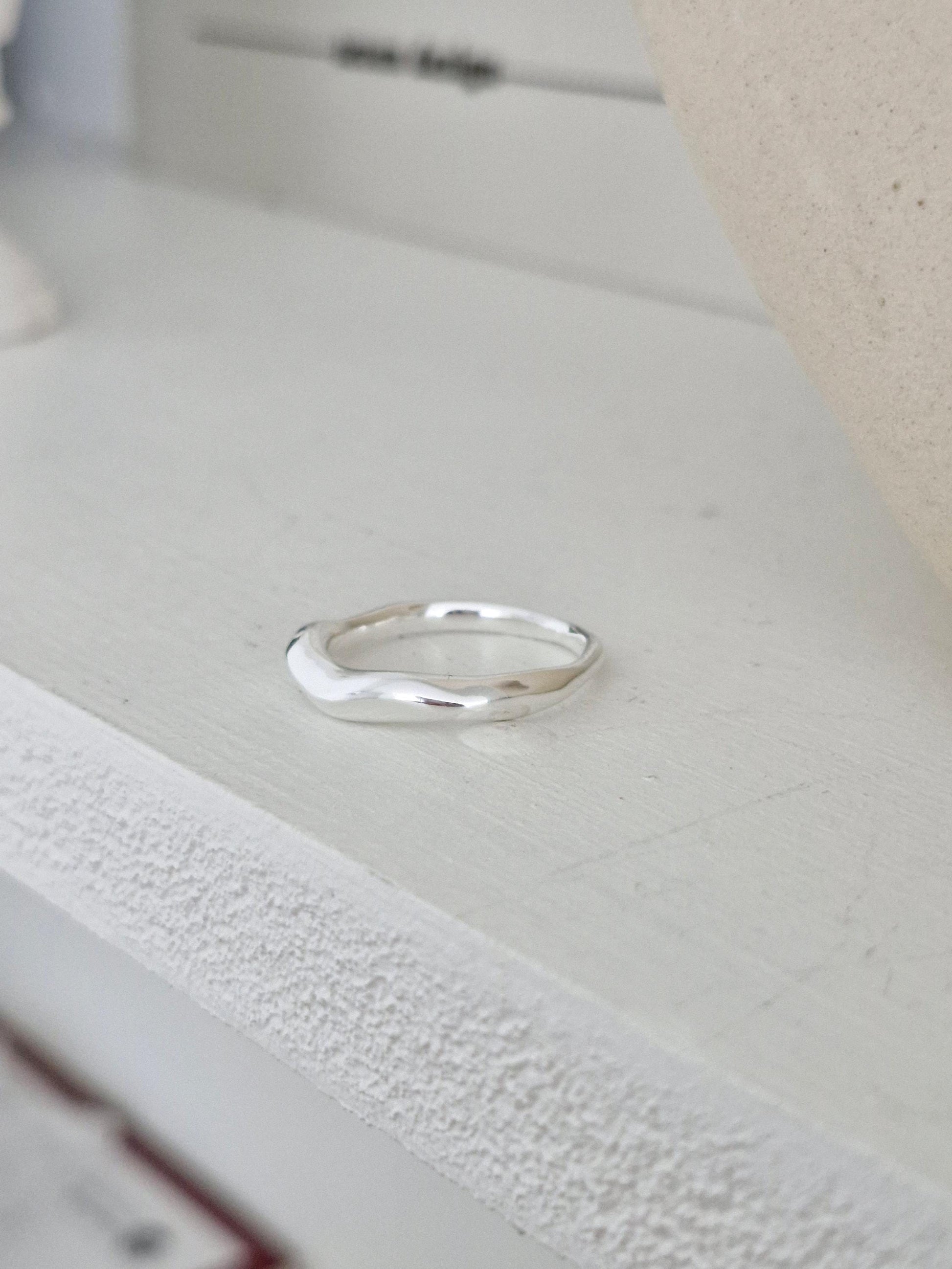 sterling silver wave ring curved dome ring