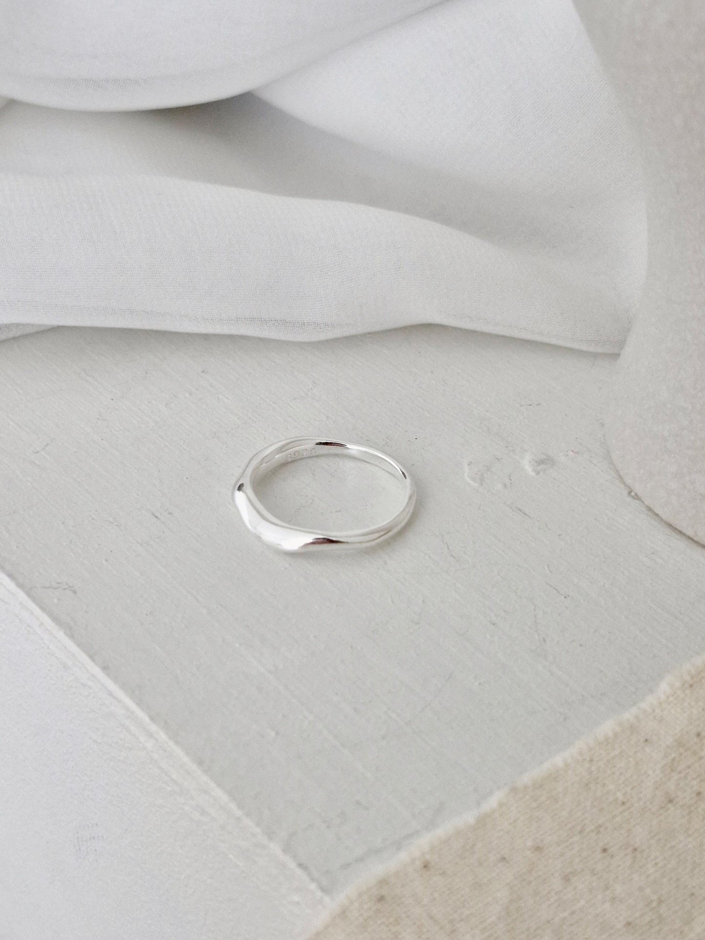 sterling silver wave ring curved dome ring