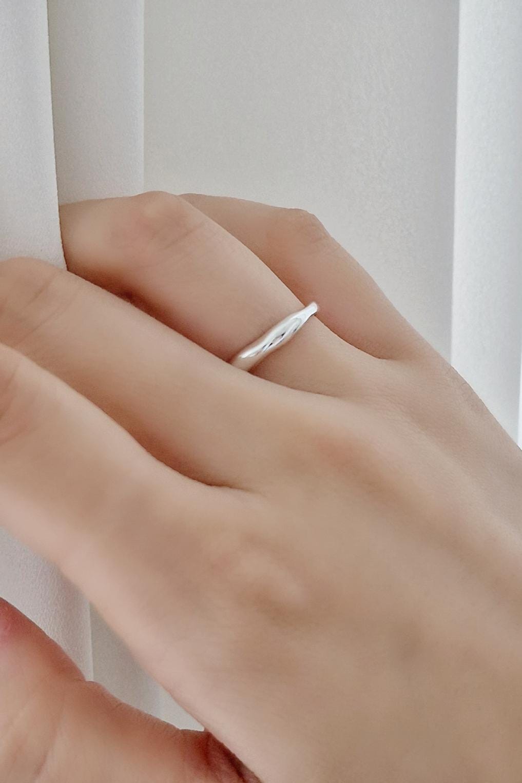 sterling silver wave ring curved dome ring