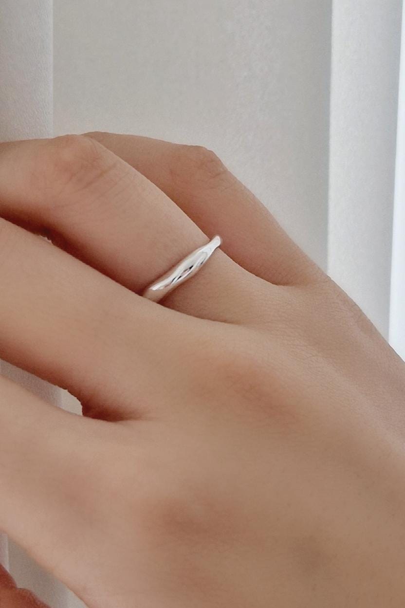 sterling silver wave ring curved dome ring