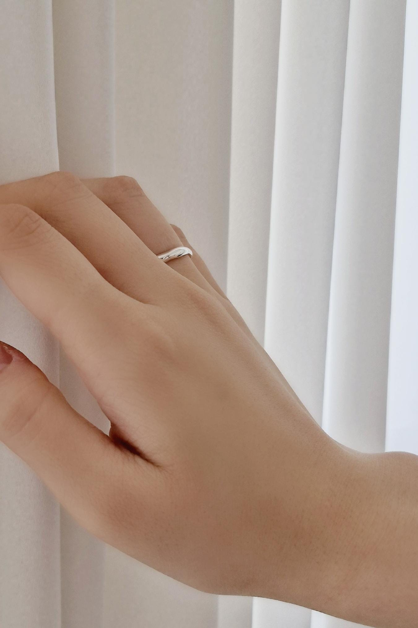 sterling silver wave ring curved dome ring