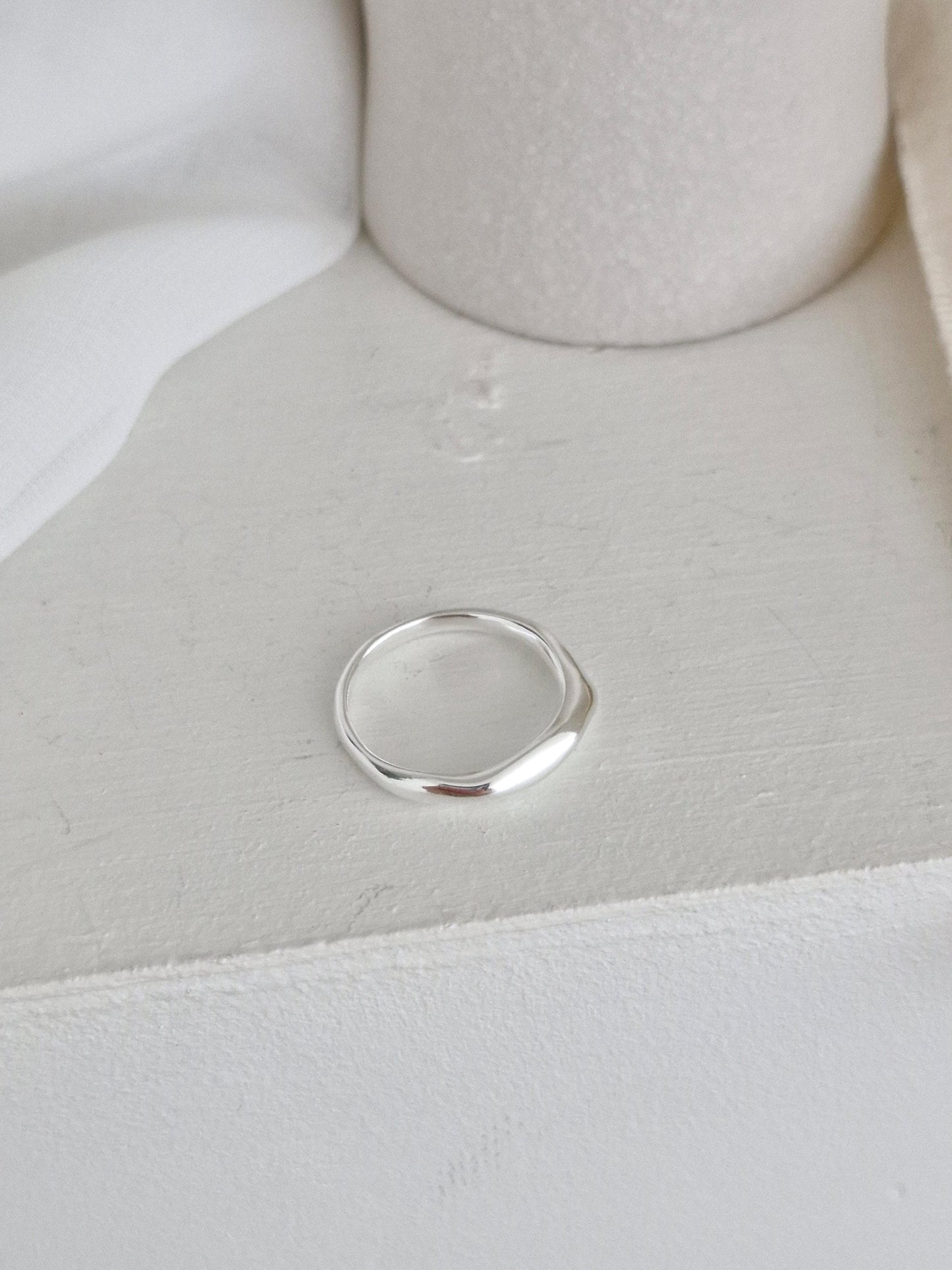 sterling silver wave ring curved dome ring