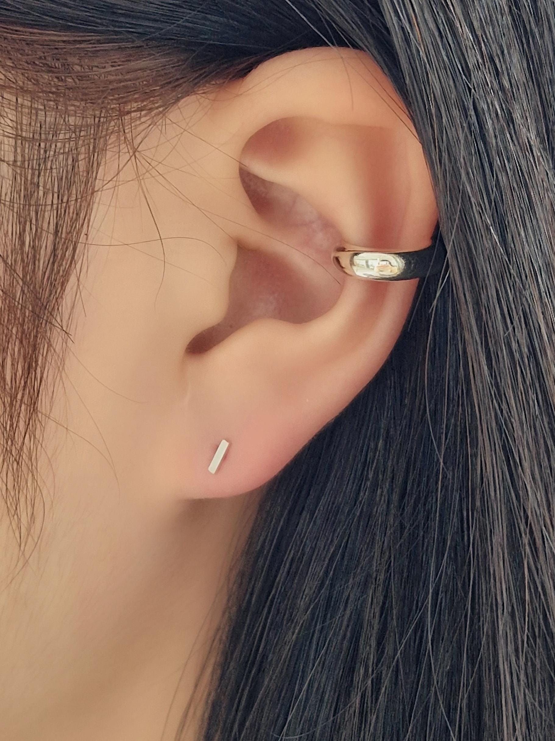 stick bar screw ball piercing earring sterling silver 925. screw back earring. 20G. Price for single.