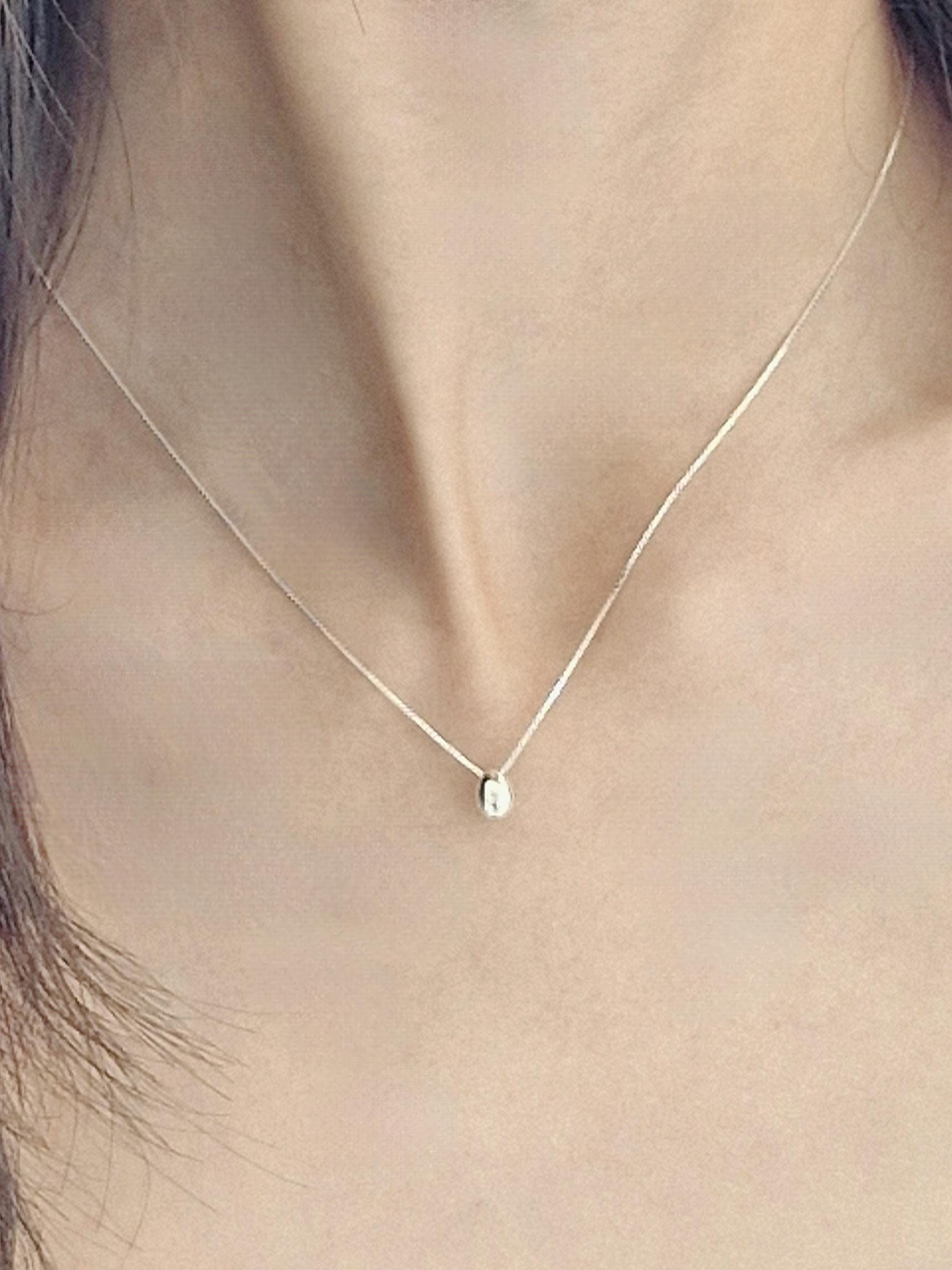 teardrop necklace sterling 925 silver. box chain.