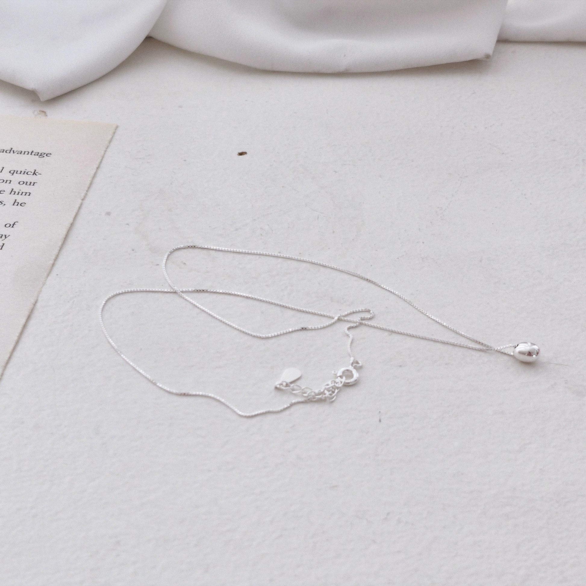 teardrop necklace sterling 925 silver. box chain.