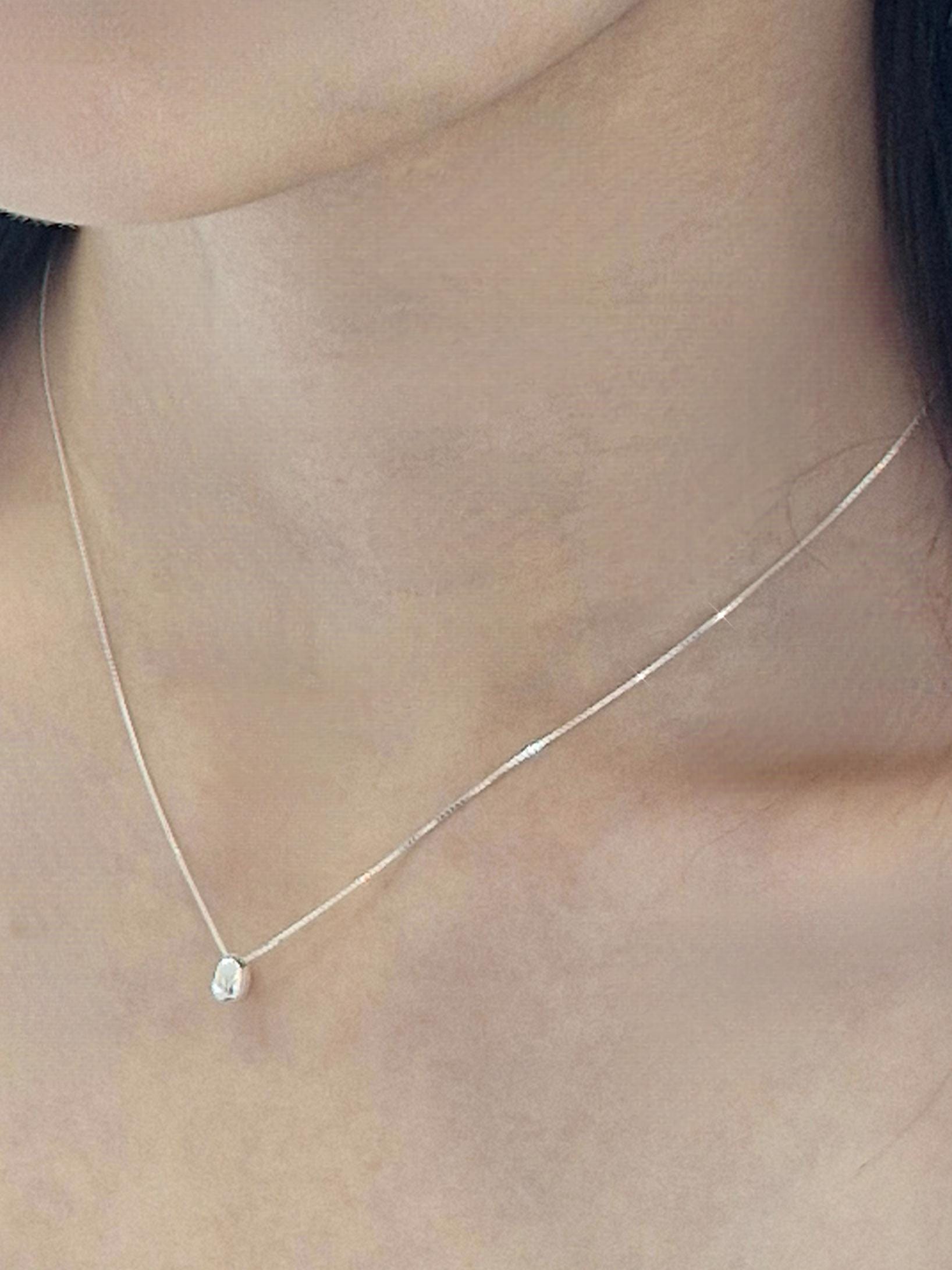 teardrop necklace sterling 925 silver. box chain.