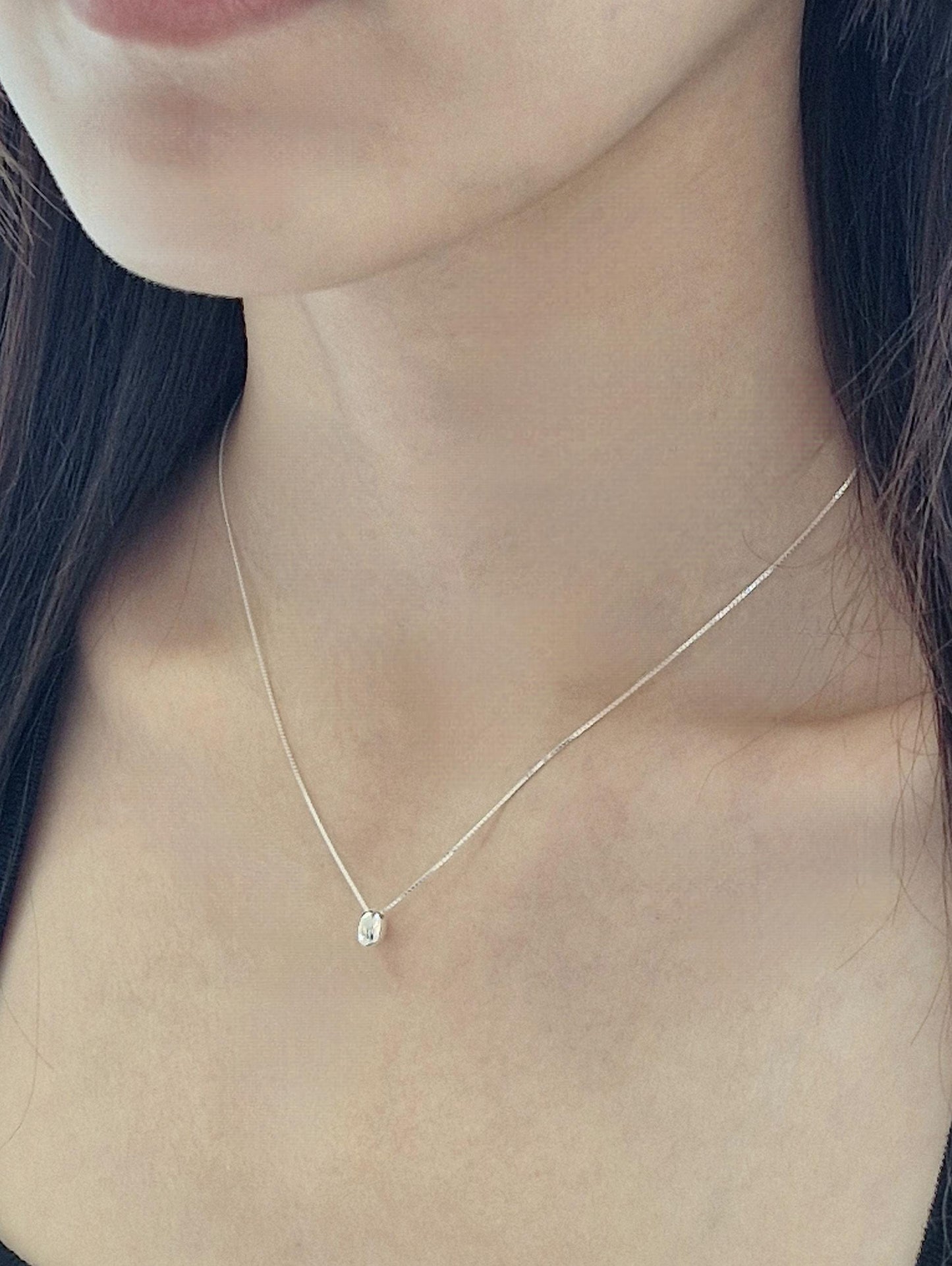 teardrop necklace sterling 925 silver. box chain.
