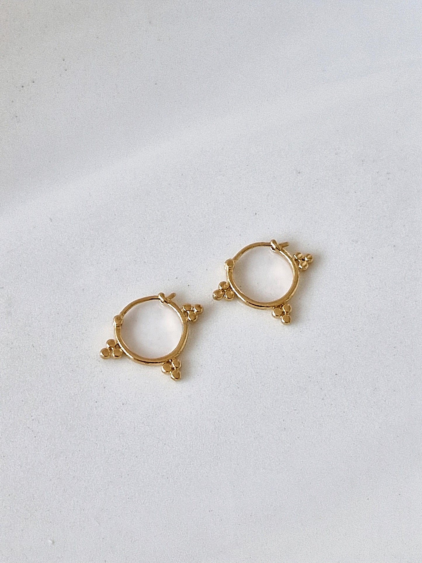 three ball hoop earrings. sterling silver ball hoop earrings.