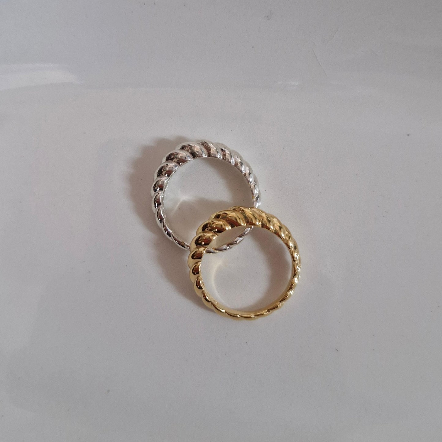 twisted croissant ring silver ring sterling silver pipe ring. dome croissant ring.