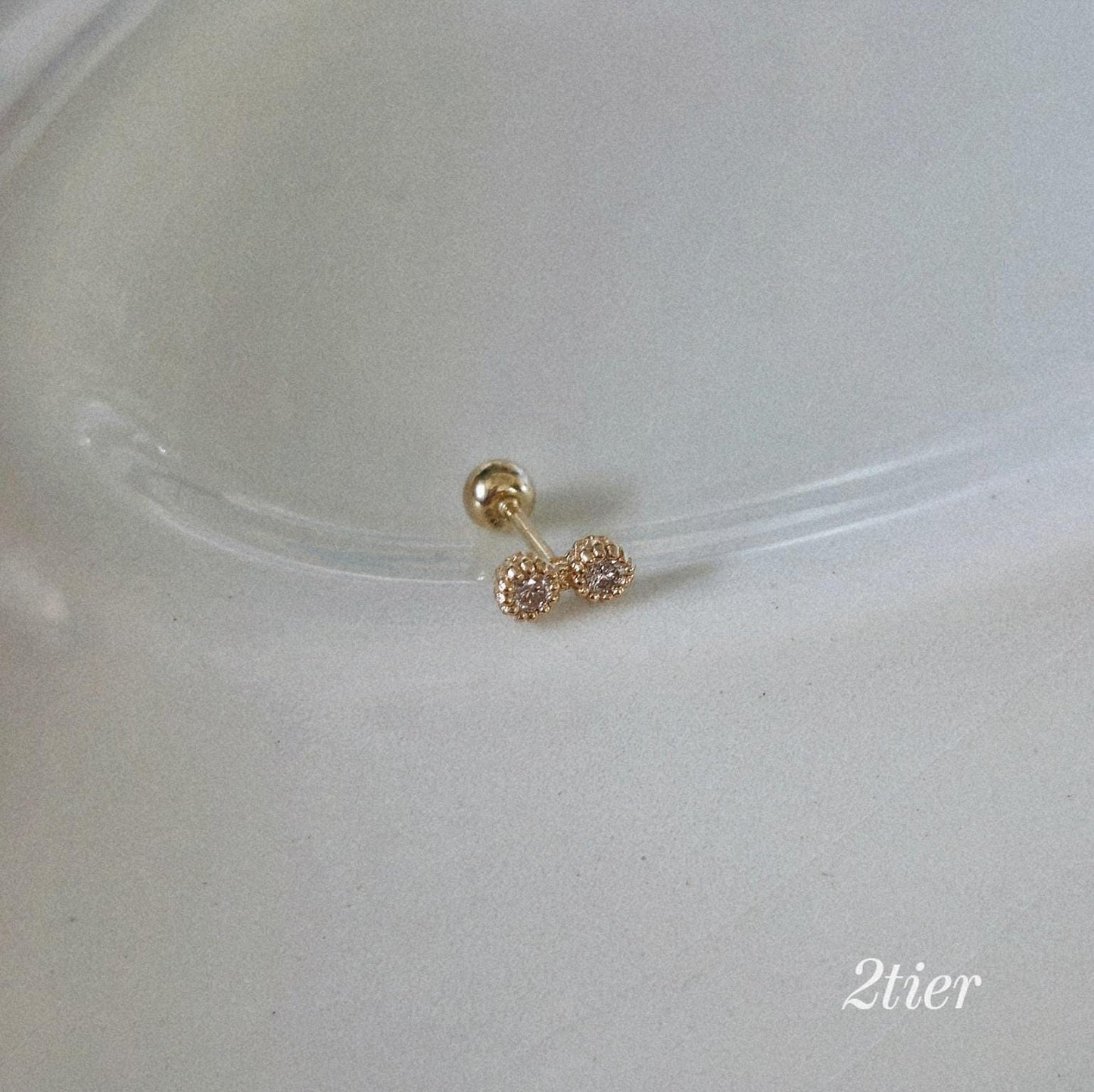 two tier, three tier lab diamond, moissanite  piercing. 14k solid gold diamond piercing.2-Tier & 3-Tier Diamond Bar Piercing.