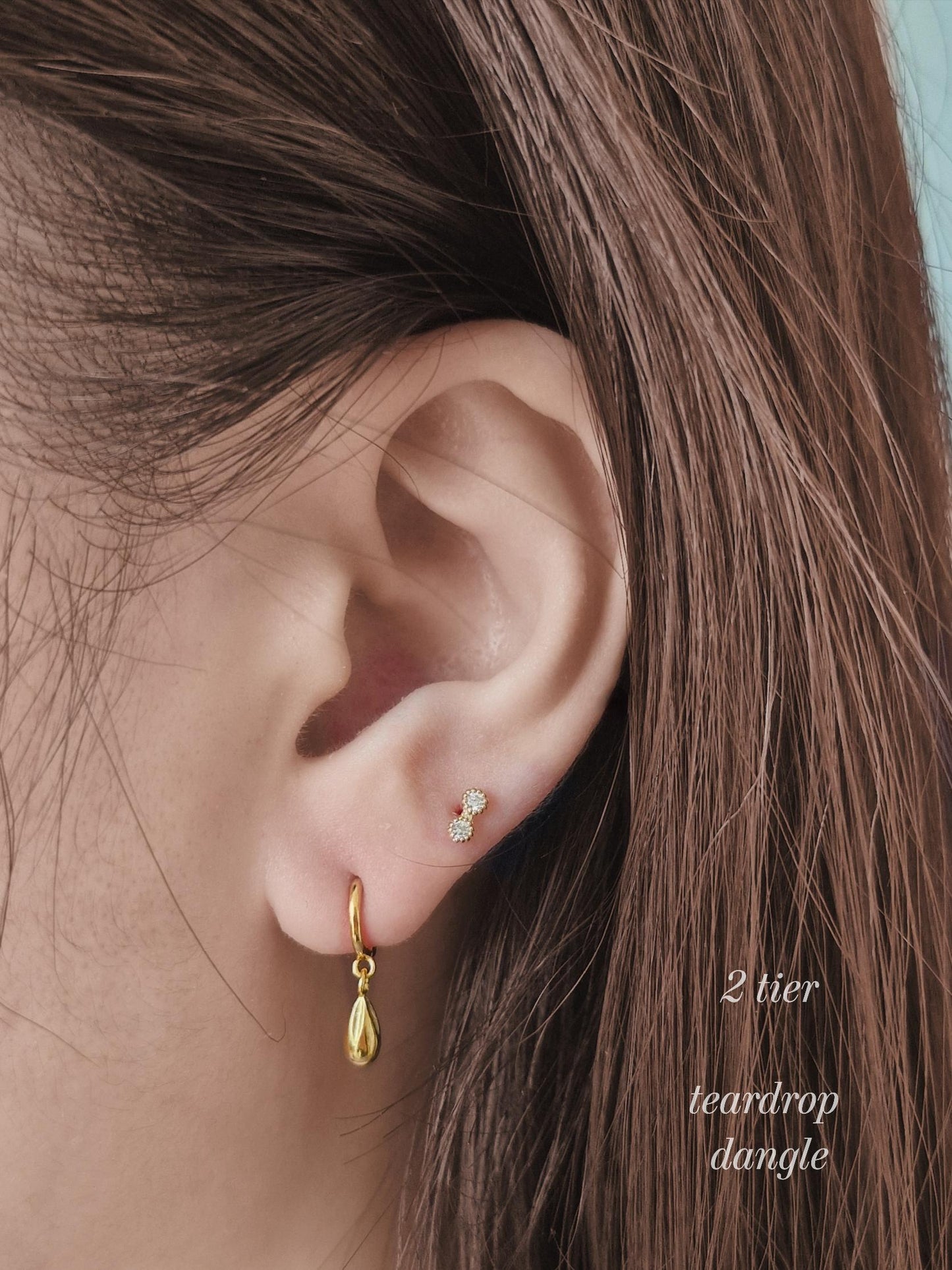 two tier, three tier lab diamond, moissanite  piercing. 14k solid gold diamond piercing.2-Tier & 3-Tier Diamond Bar Piercing.