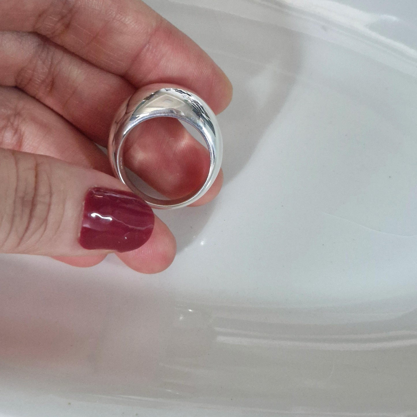 very wide thick bold band ring high dome classic silver ring. sterling silver dome ring.