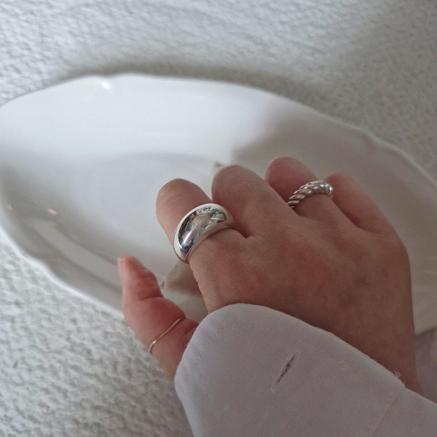 very wide thick bold band ring high dome classic silver ring. sterling silver dome ring.