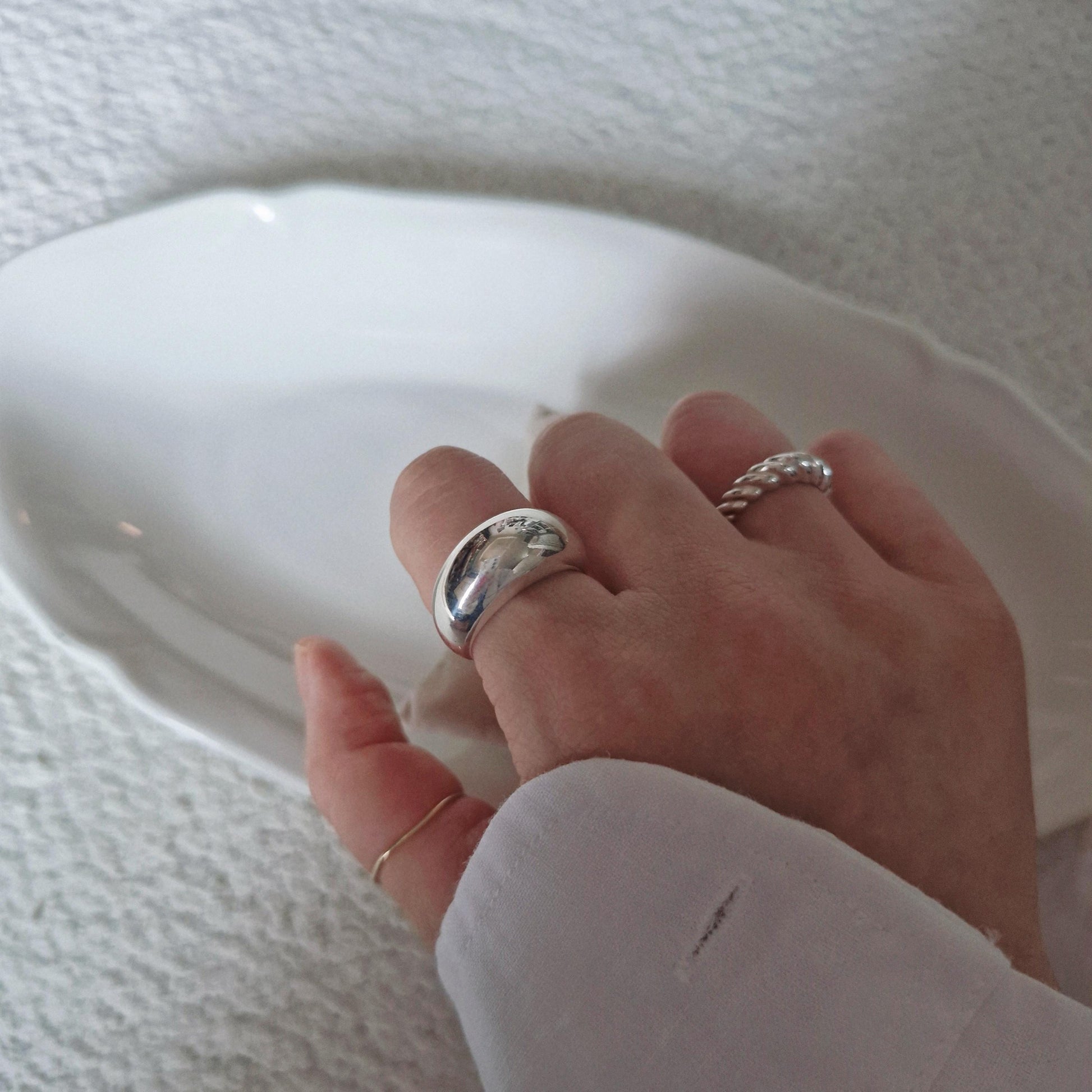 very wide thick bold band ring high dome classic silver ring. sterling silver dome ring.
